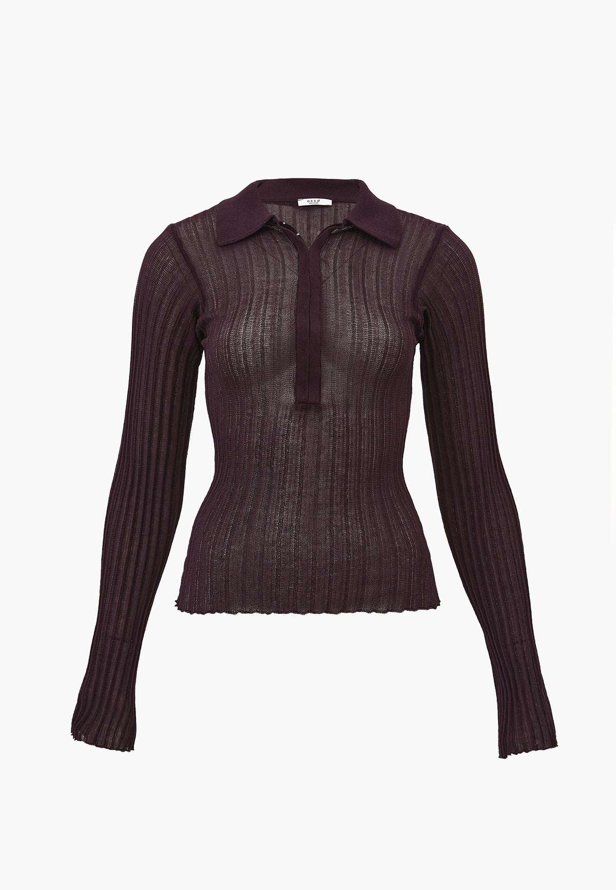 Women's Sweater With Long Sleeves, Polo Collar, Closed Style And Spanish Sleeves - PLUM PERFECT