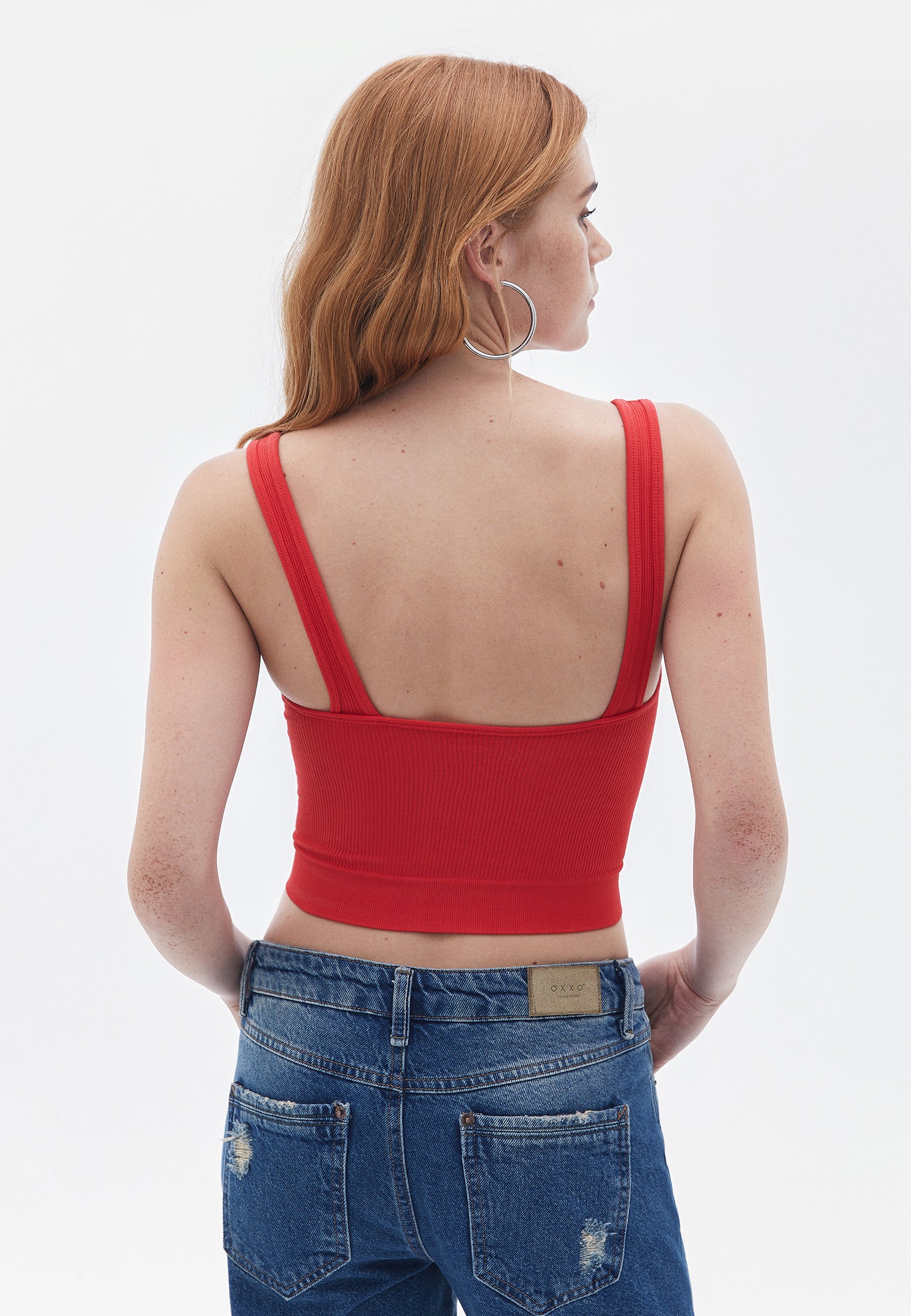 V neck sleeveless tank top - POINSETTIA