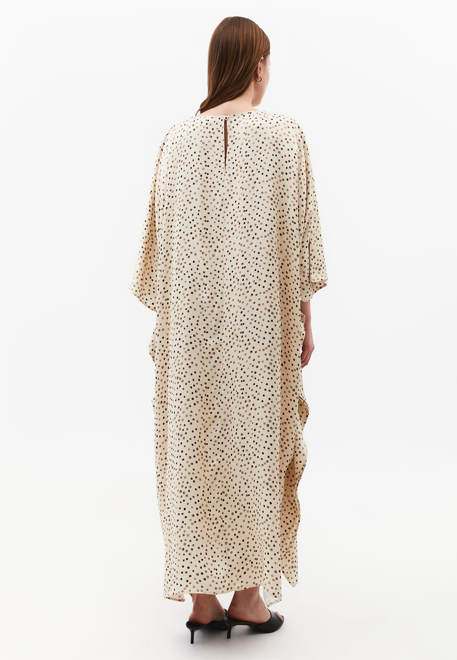 Long Boat Neck Loose Dress - POLKA DOT COMB