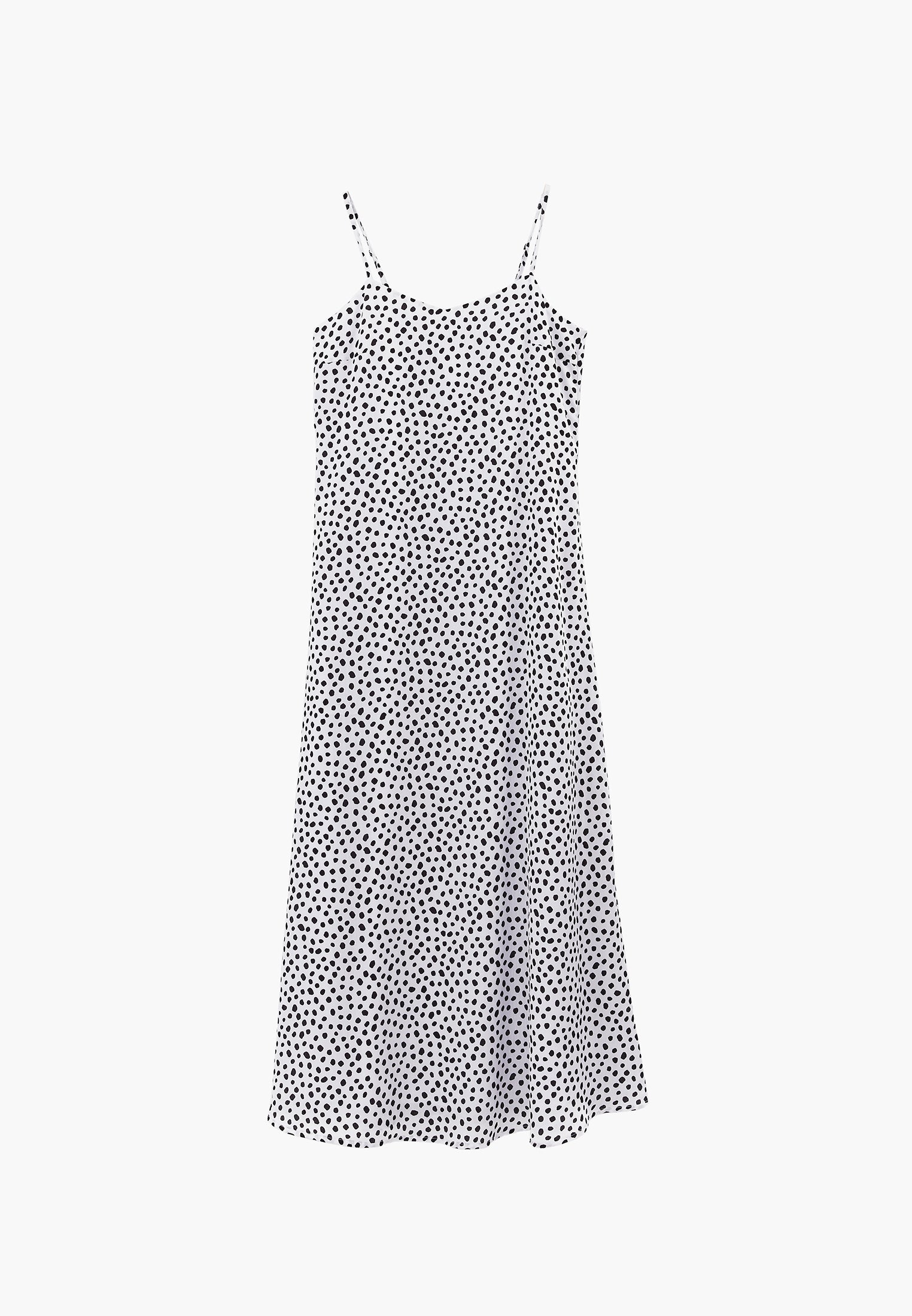 V-Neck Printed Long Modest Dress - POLKA DOT COMB