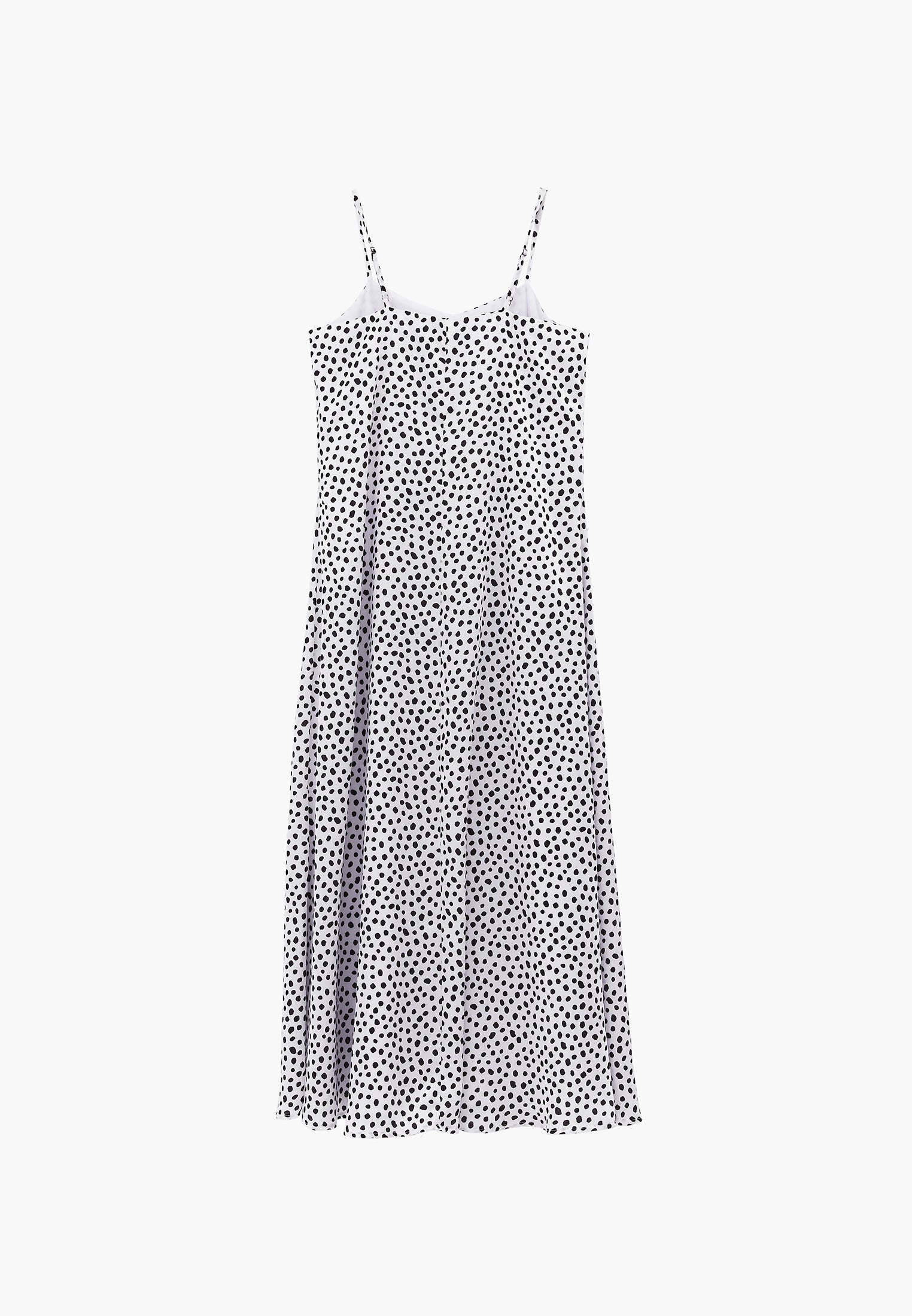 V-Neck Printed Long Modest Dress - POLKA DOT COMB
