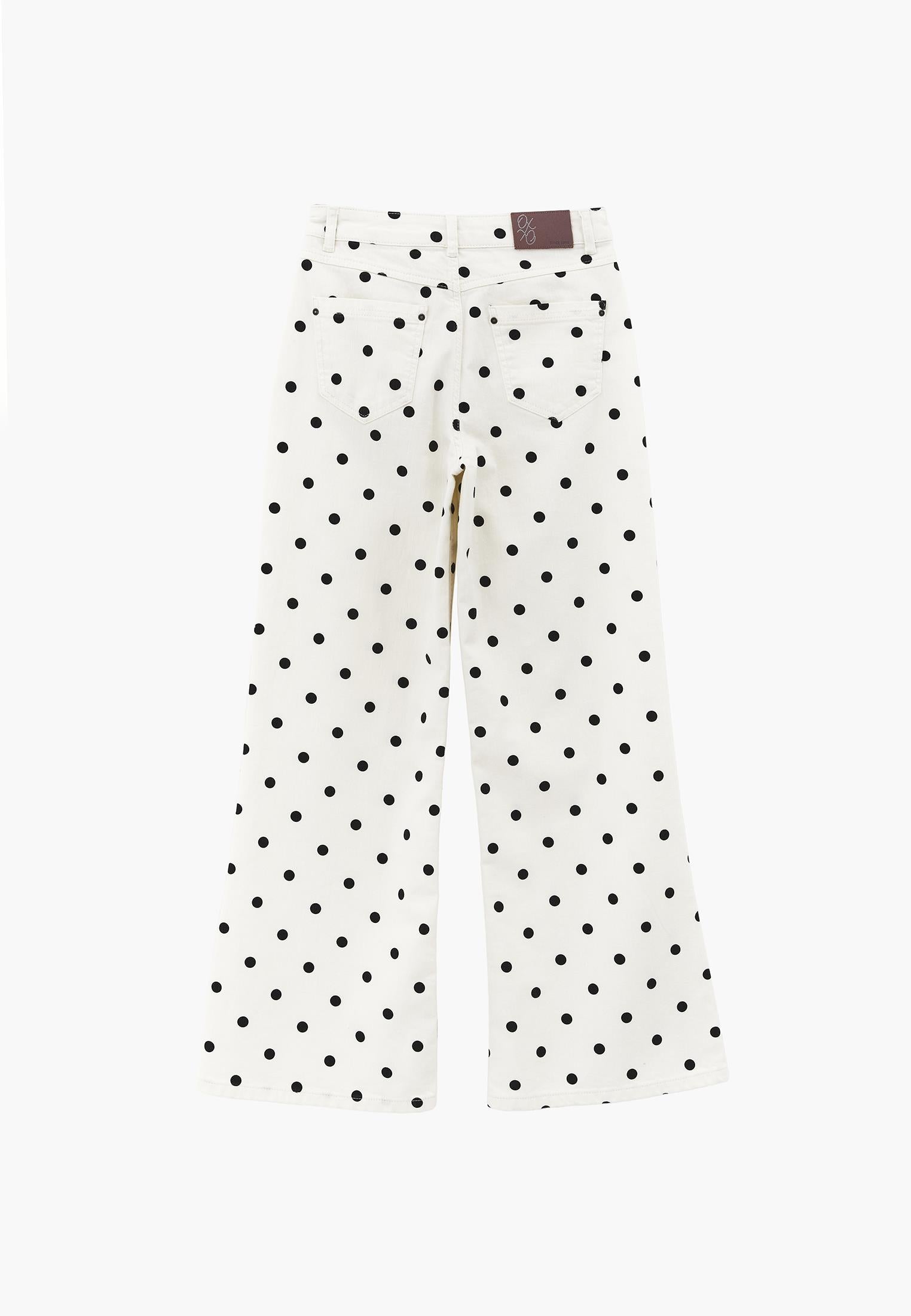 High Waist Printed Wide Leg Pants - POLKA DOT COMB