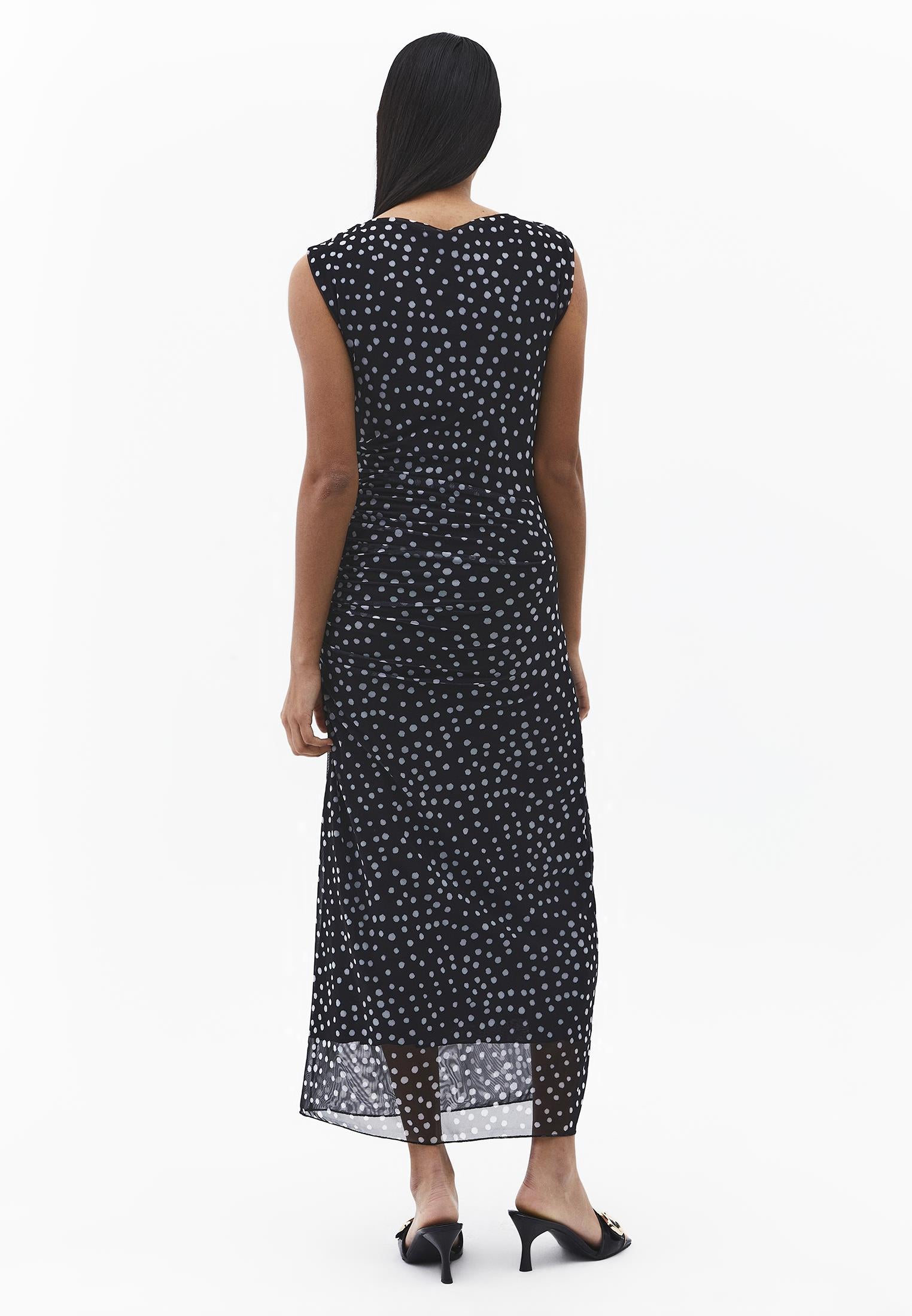 Bodycon Off Shoulder Ruched Long Dress - POLKA DOT