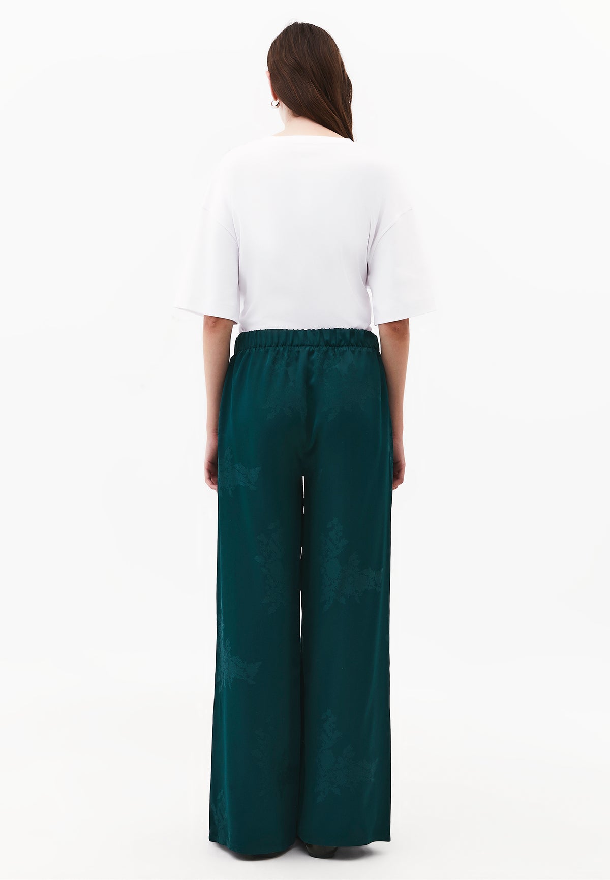 Long Wide Leg Elastic Waist Pants - PONDEROSA PINE