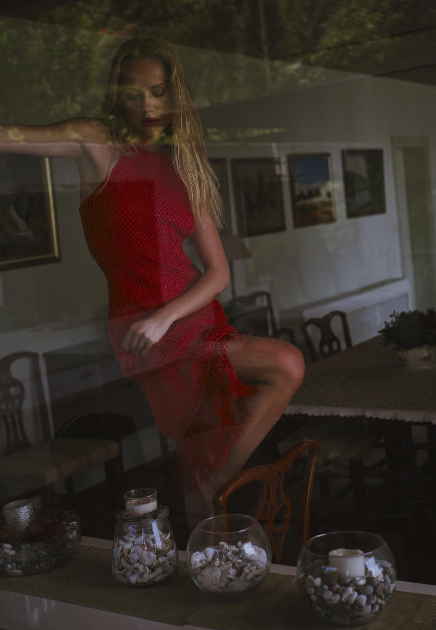 Glitter Halter Neck Dress - PUREED PUMPKIN