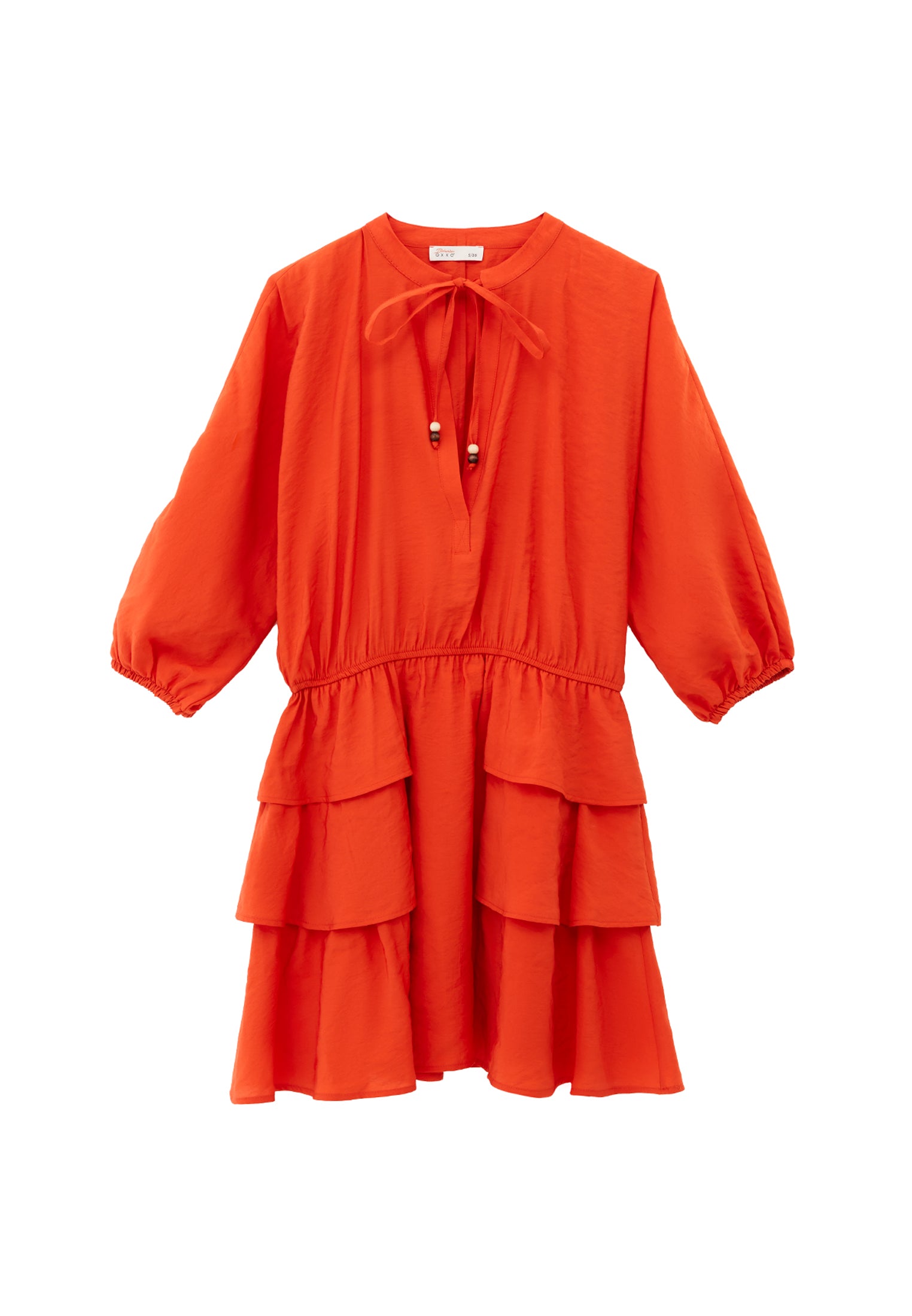 DRAPED V-NECK DRESS - PUREED PUMPKIN