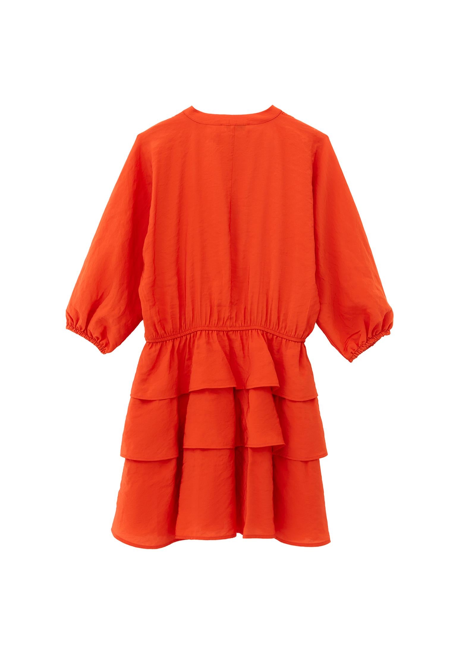 Draped V Neck Dress - PUREED PUMPKIN