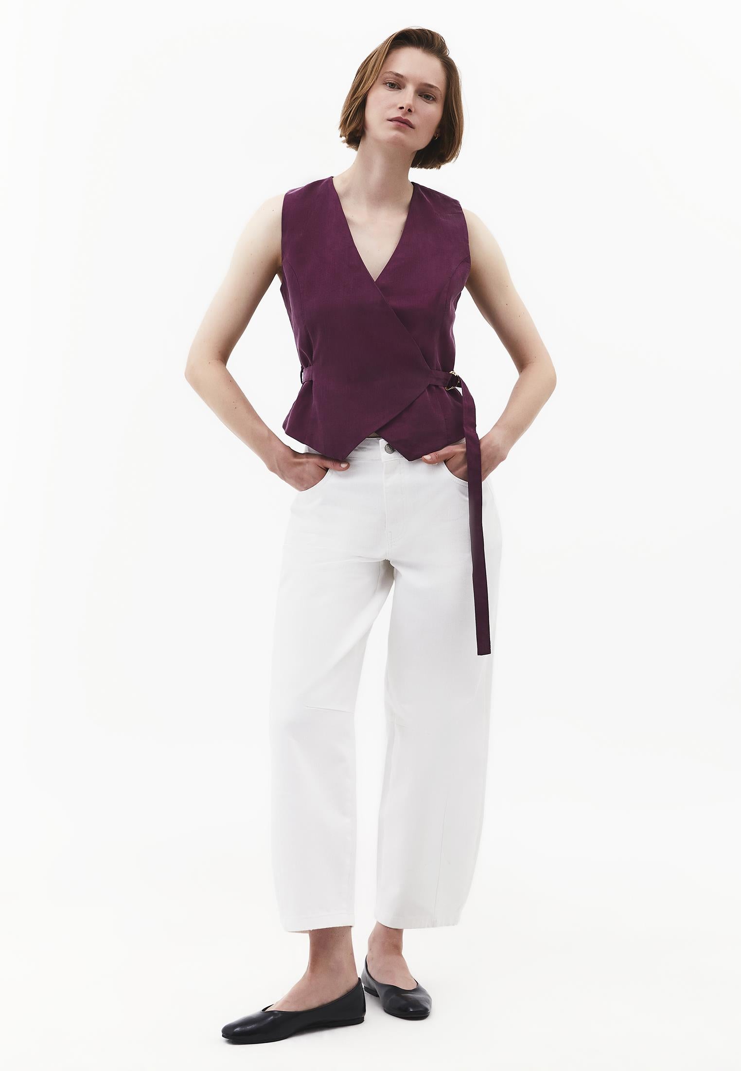 Belted Wrap Vest - PURPLE POTION