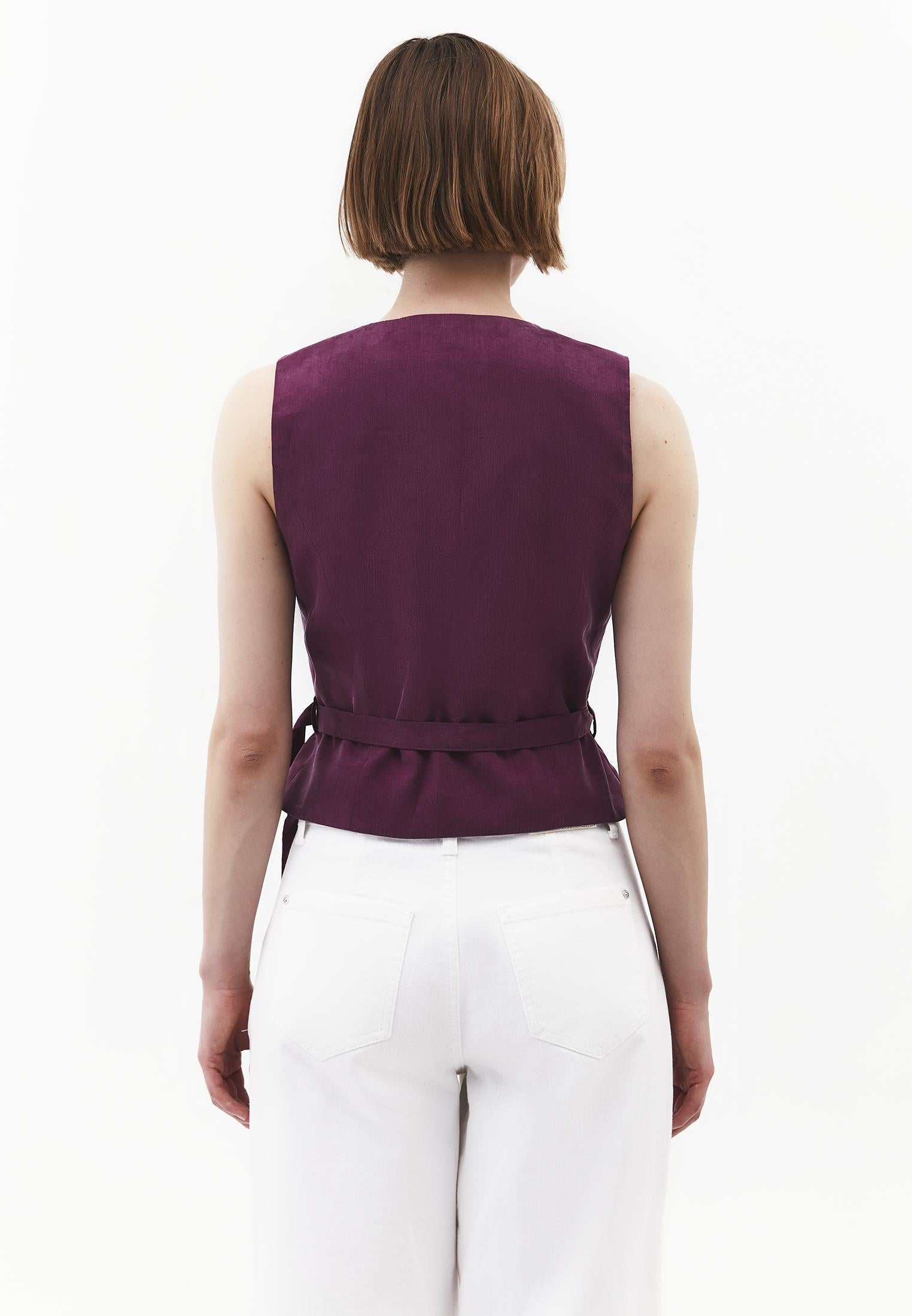 Belted Wrap Vest - PURPLE POTION