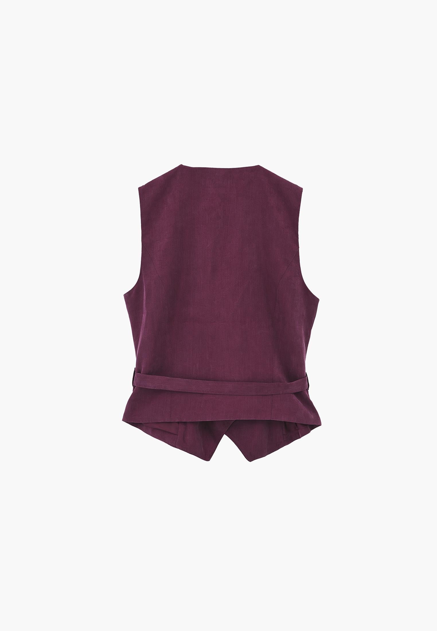 Belted Wrap Vest - PURPLE POTION