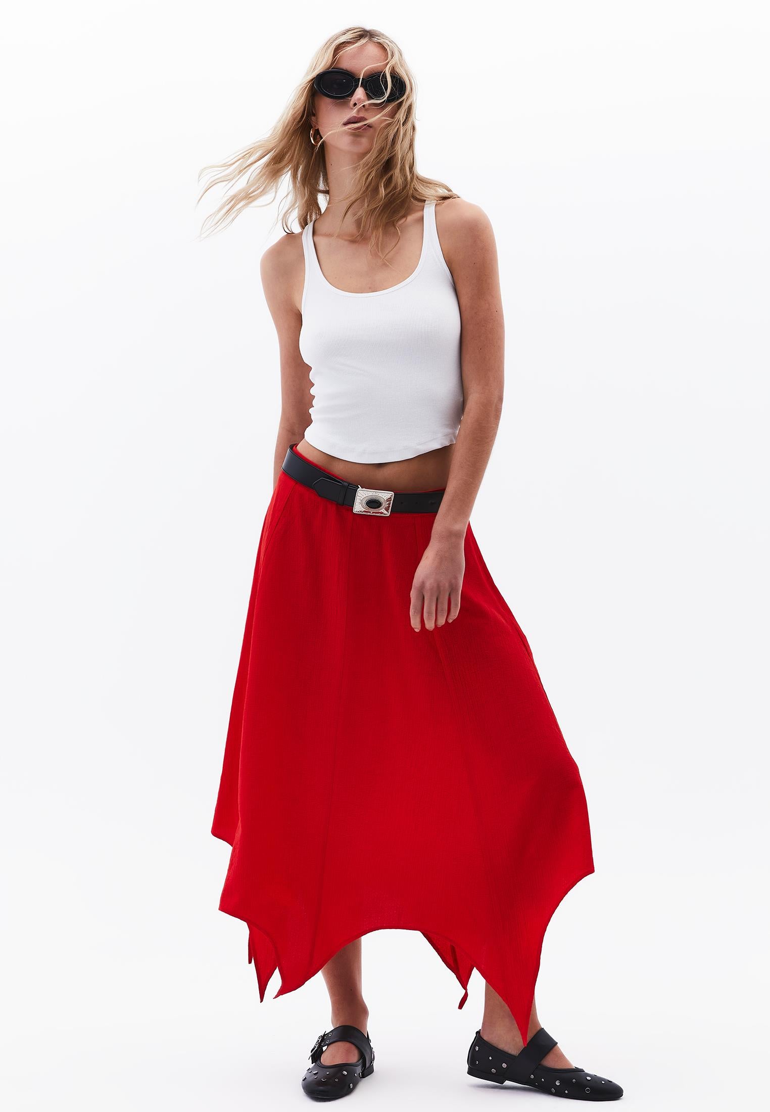 Flowing Long Skirt - RACING RED