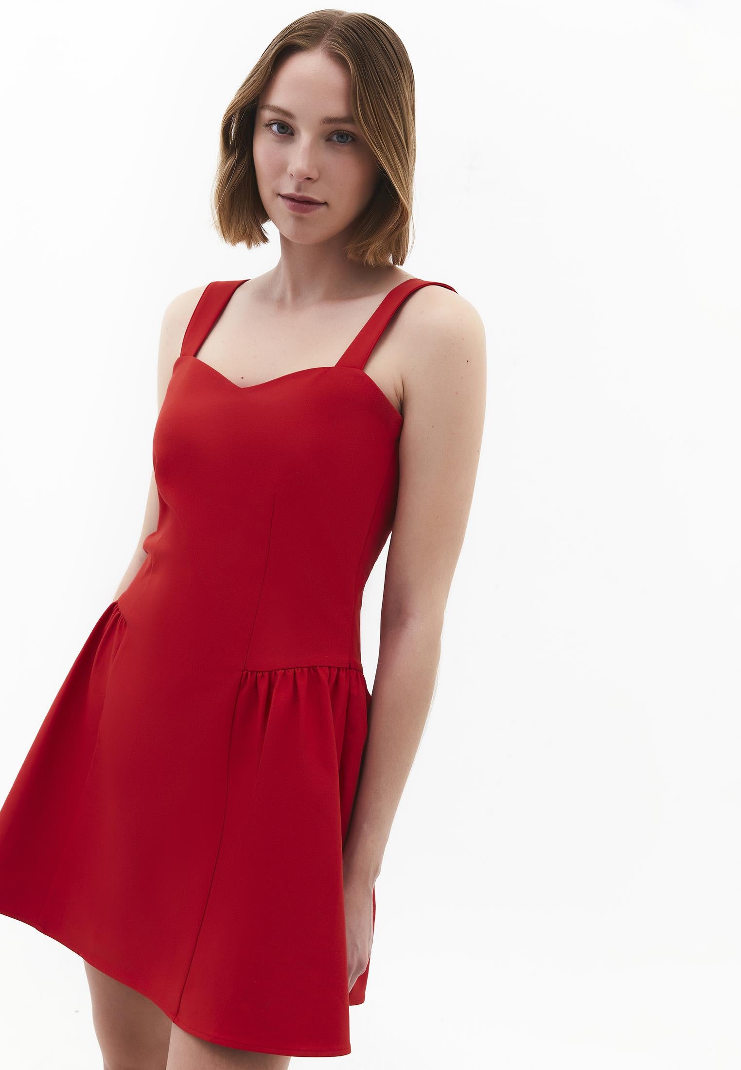 Sleeveless Sweetheart Neckline A-Line Short Dress - RACING RED