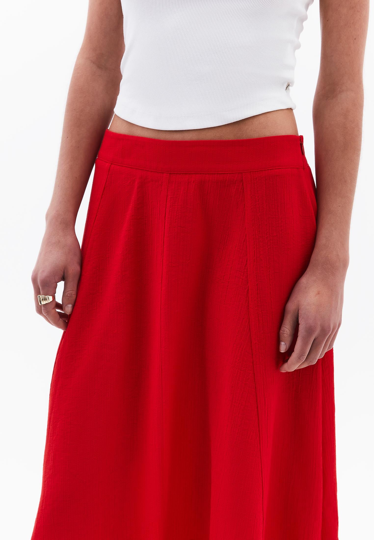 Flowing Long Skirt - RACING RED