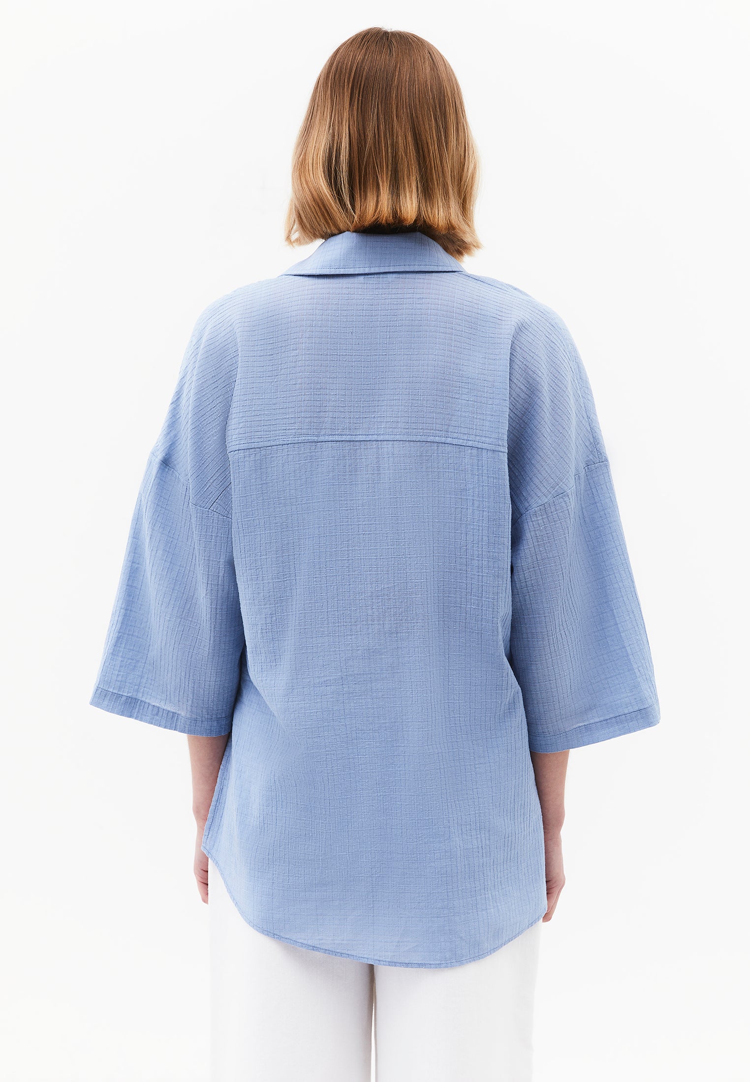 Button Detailed Oversize Shirt - RAIN WASHED