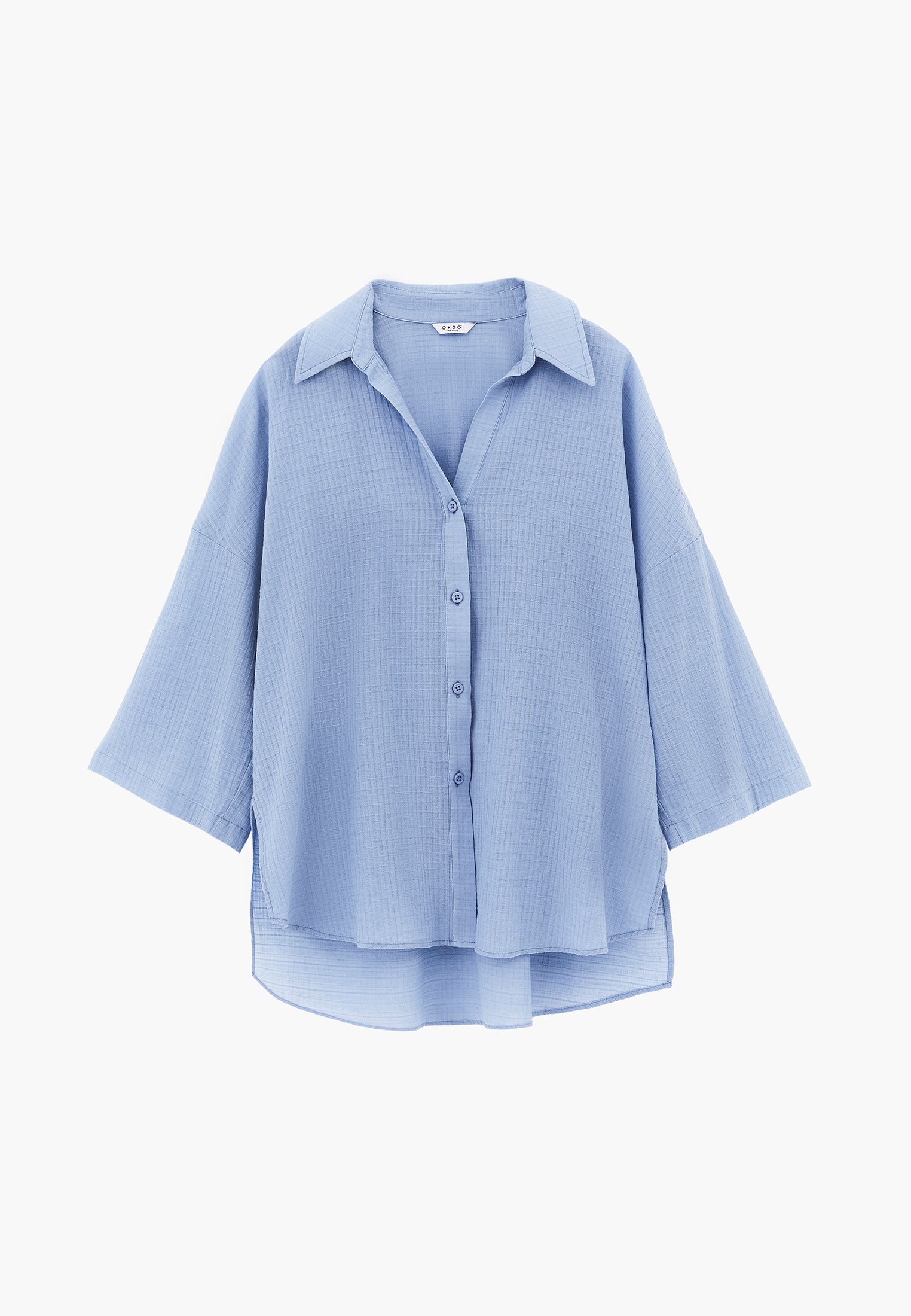 Button Detailed Oversize Shirt - RAIN WASHED