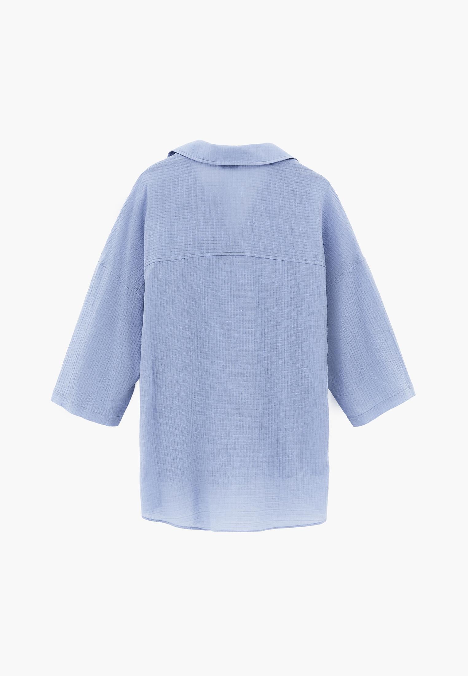 Button Detailed Oversize Shirt - RAIN WASHED