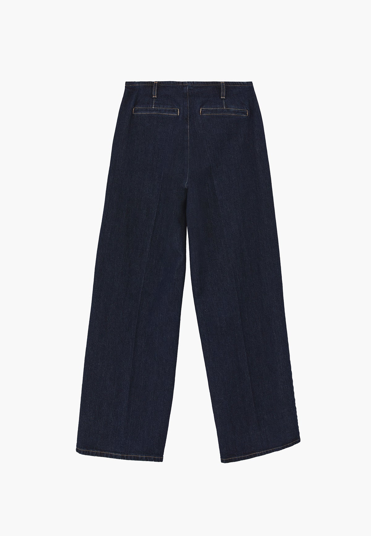 Straight Long High Waist Denim Pants - Blue