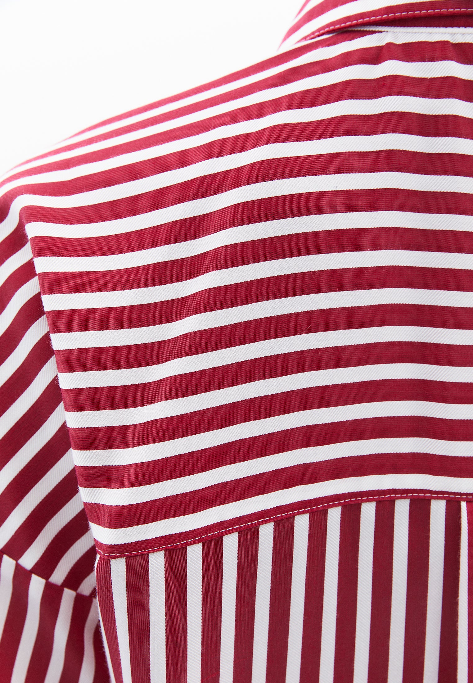 قميص مخطط من الفيسكوز - مخطط أحمر إيقاعي