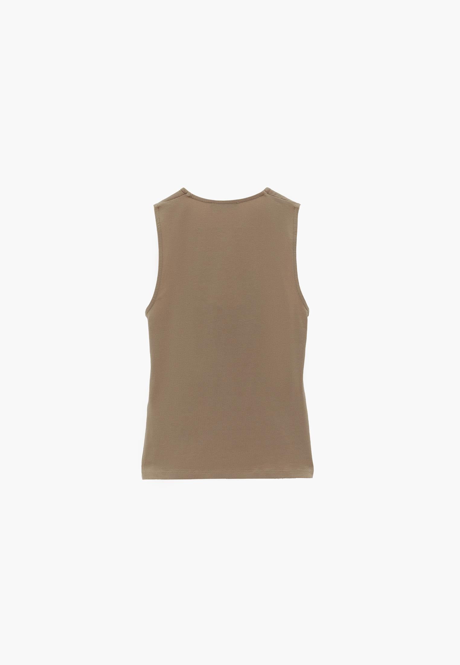 Square Neck Bodycon Standard Tank Top - ROASTED CASHEW