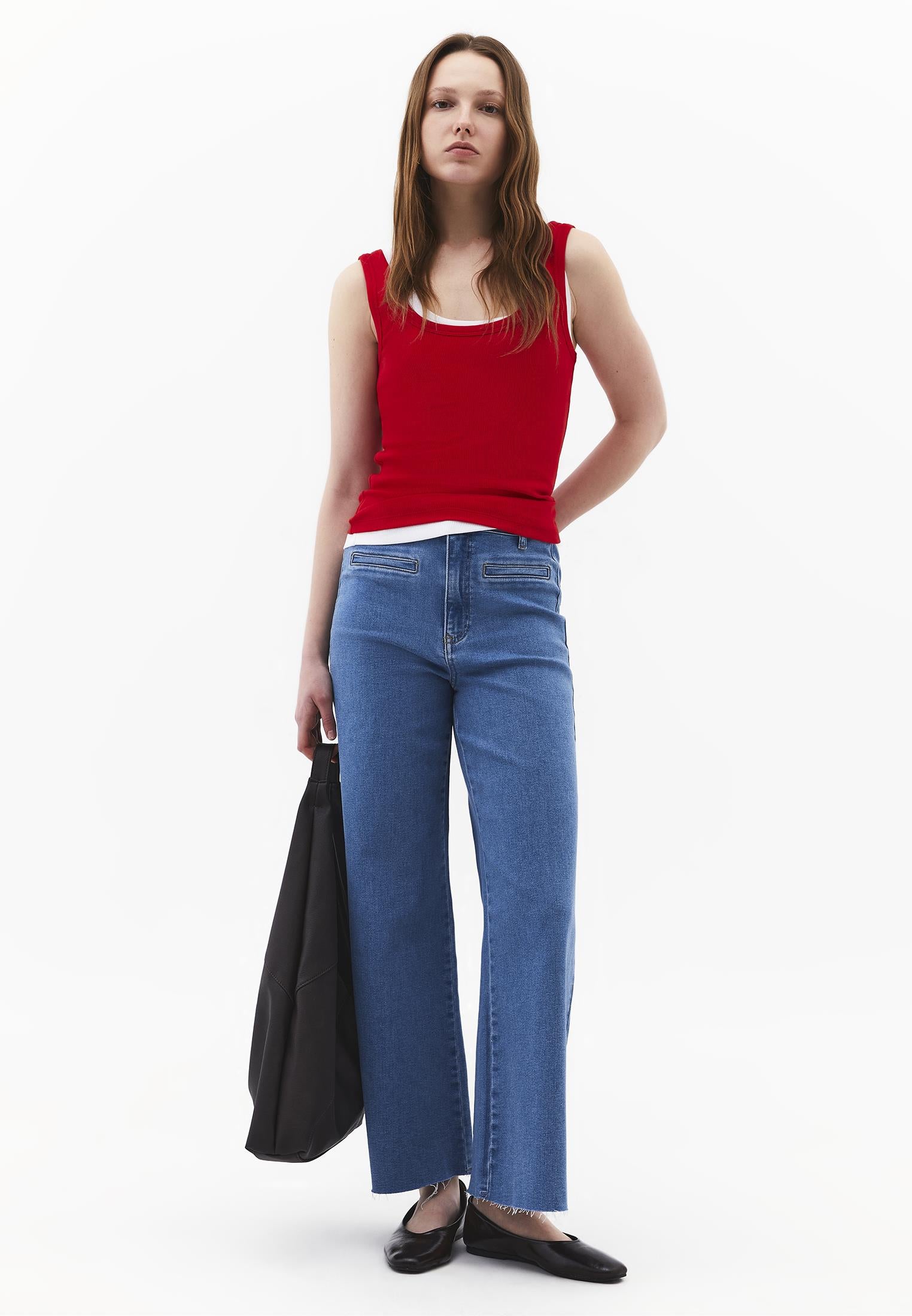 Ultra High Waist Wide Leg Pants - RODEO BLUE DENIM