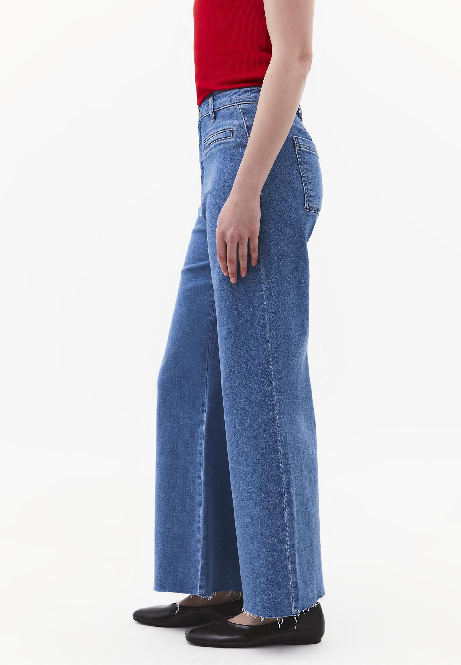 Ultra High Waist Wide Leg Pants - RODEO BLUE DENIM