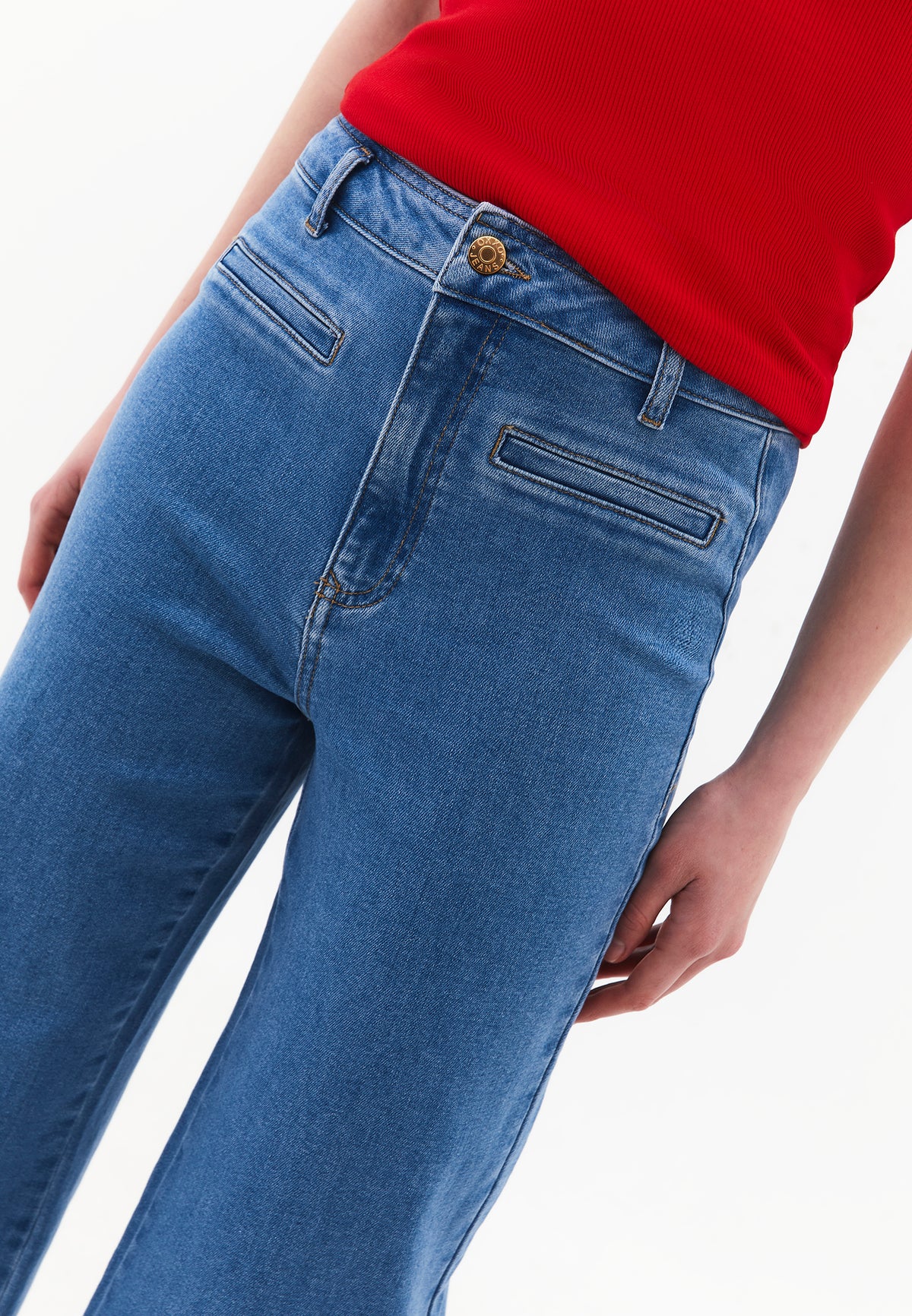 Ultra High Waist Wide Leg Pants - RODEO BLUE DENIM