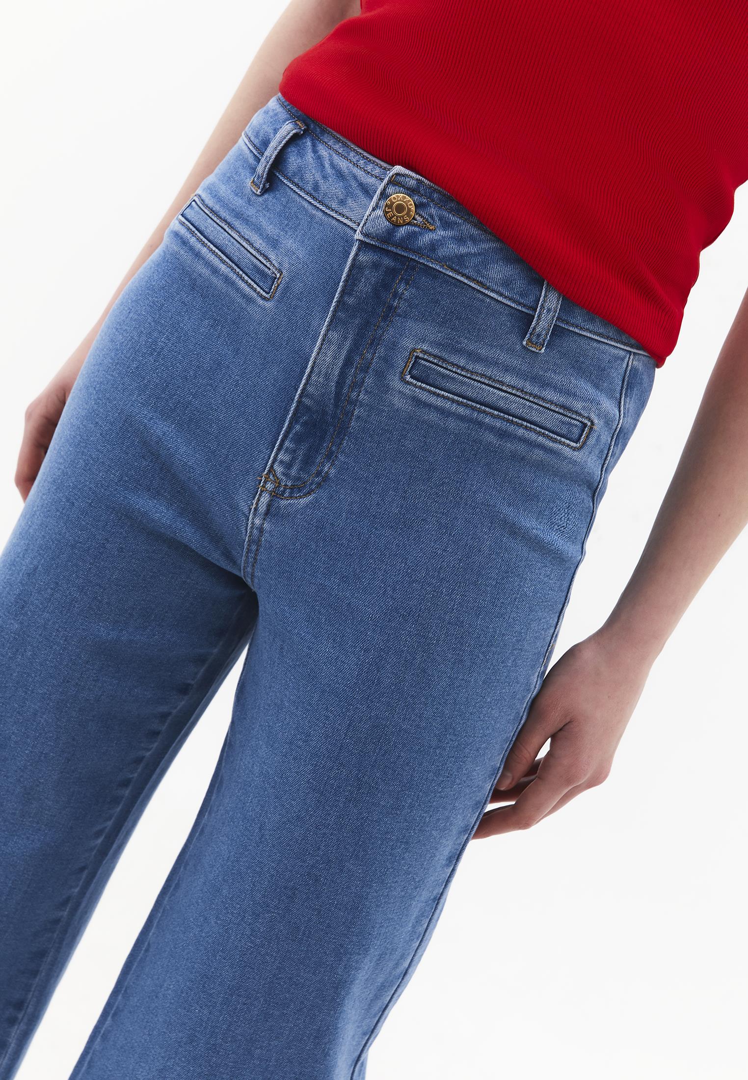 Ultra High Waist Wide Leg Pants - RODEO BLUE DENIM