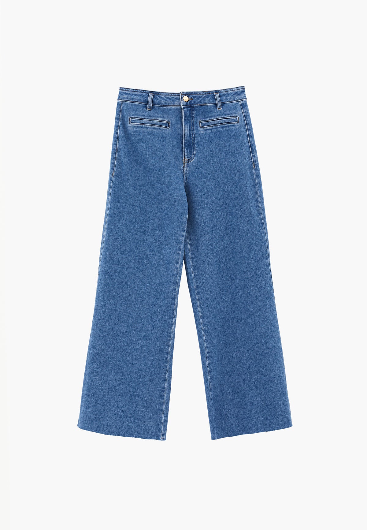 Ultra High Waist Wide Leg Pants - RODEO BLUE DENIM