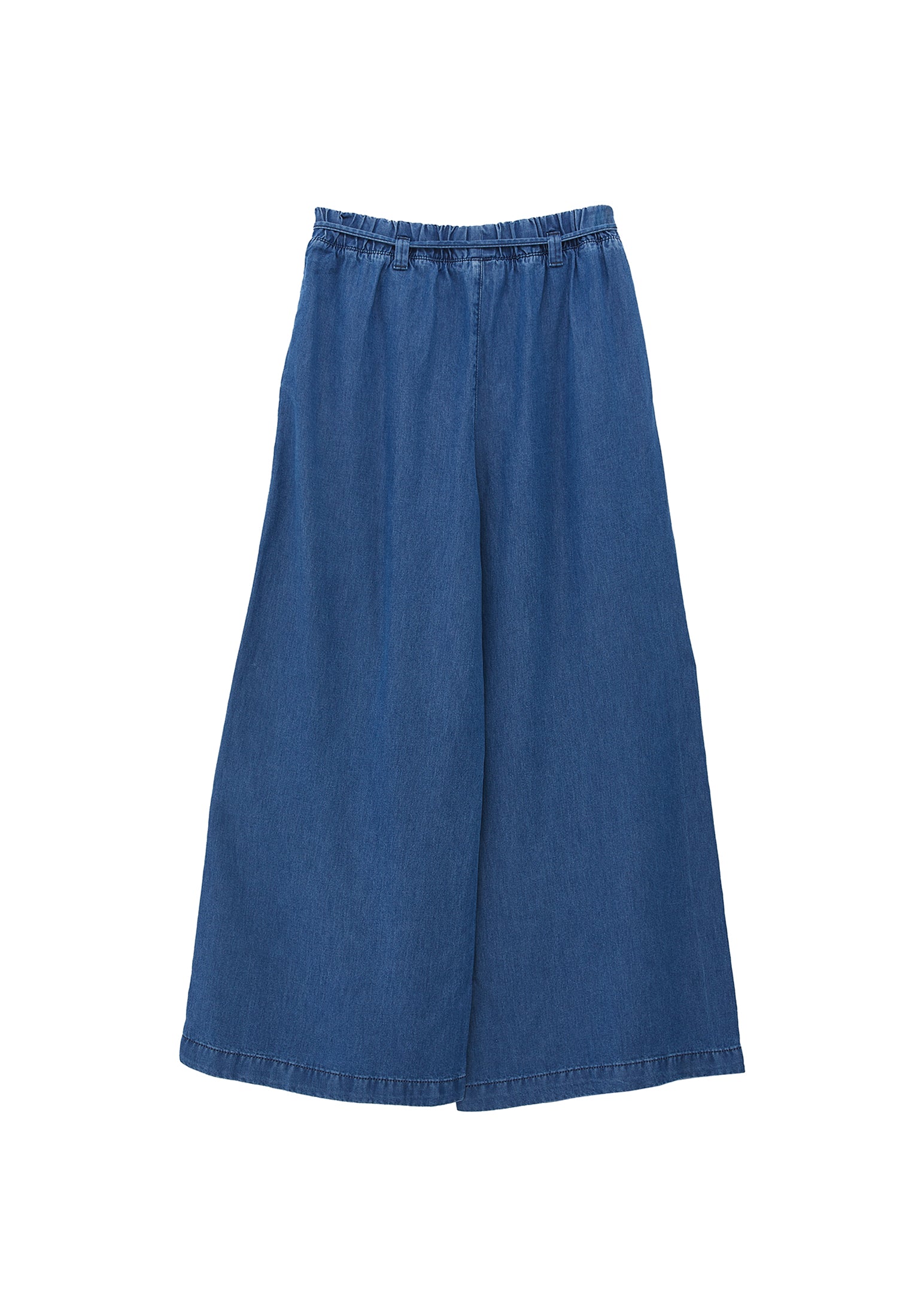 سروال جينز بخصر مطاطي واسع الساقين - RODEO BLUE DENIM