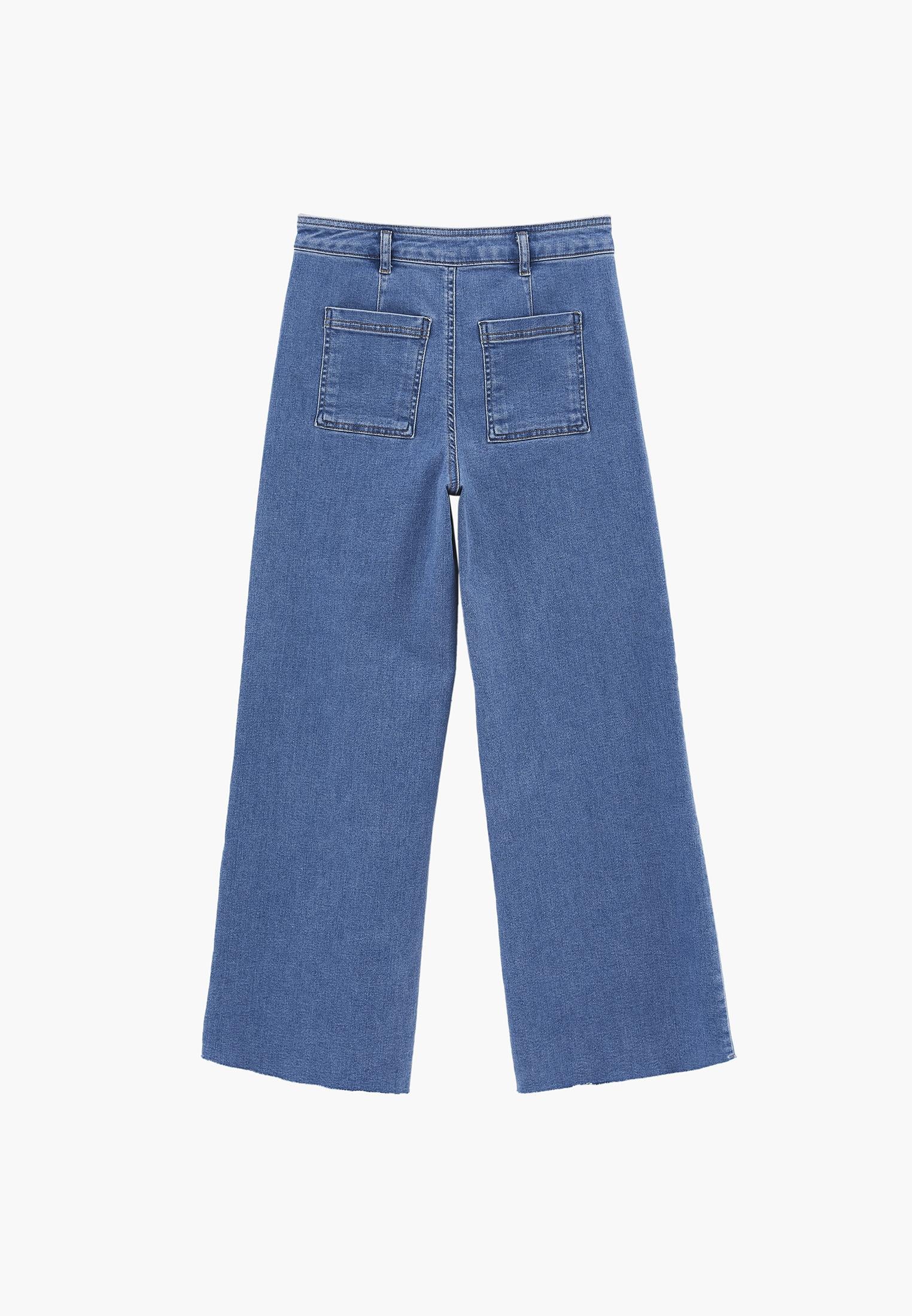 Ultra High Waist Wide Leg Pants - RODEO BLUE DENIM