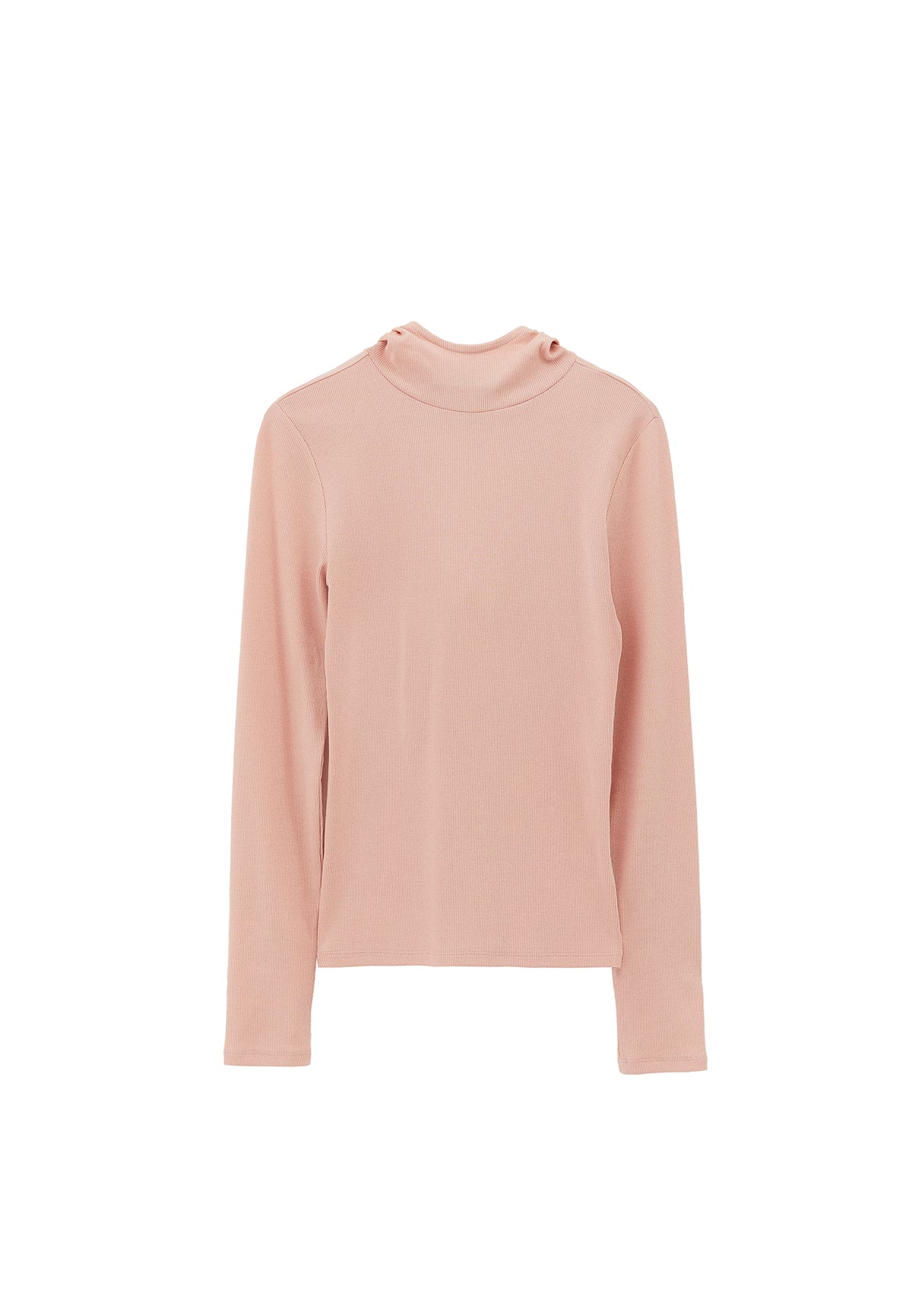 Hooded Turtleneck Blouse - Pink