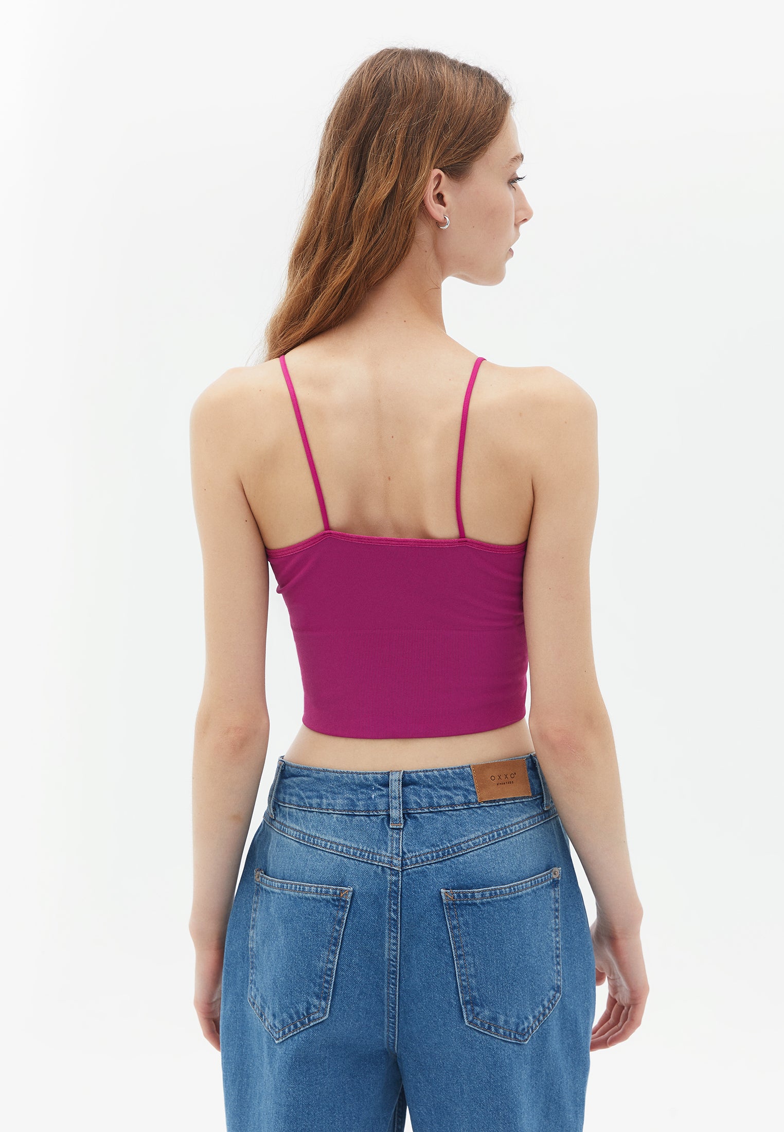 V neck strappy seamless tank top - ROSE SORBET