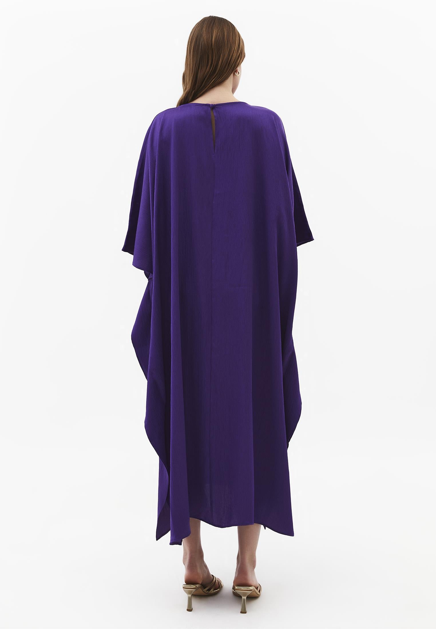 Long Boat Neck Loose Dress - ROYAL PURPLE