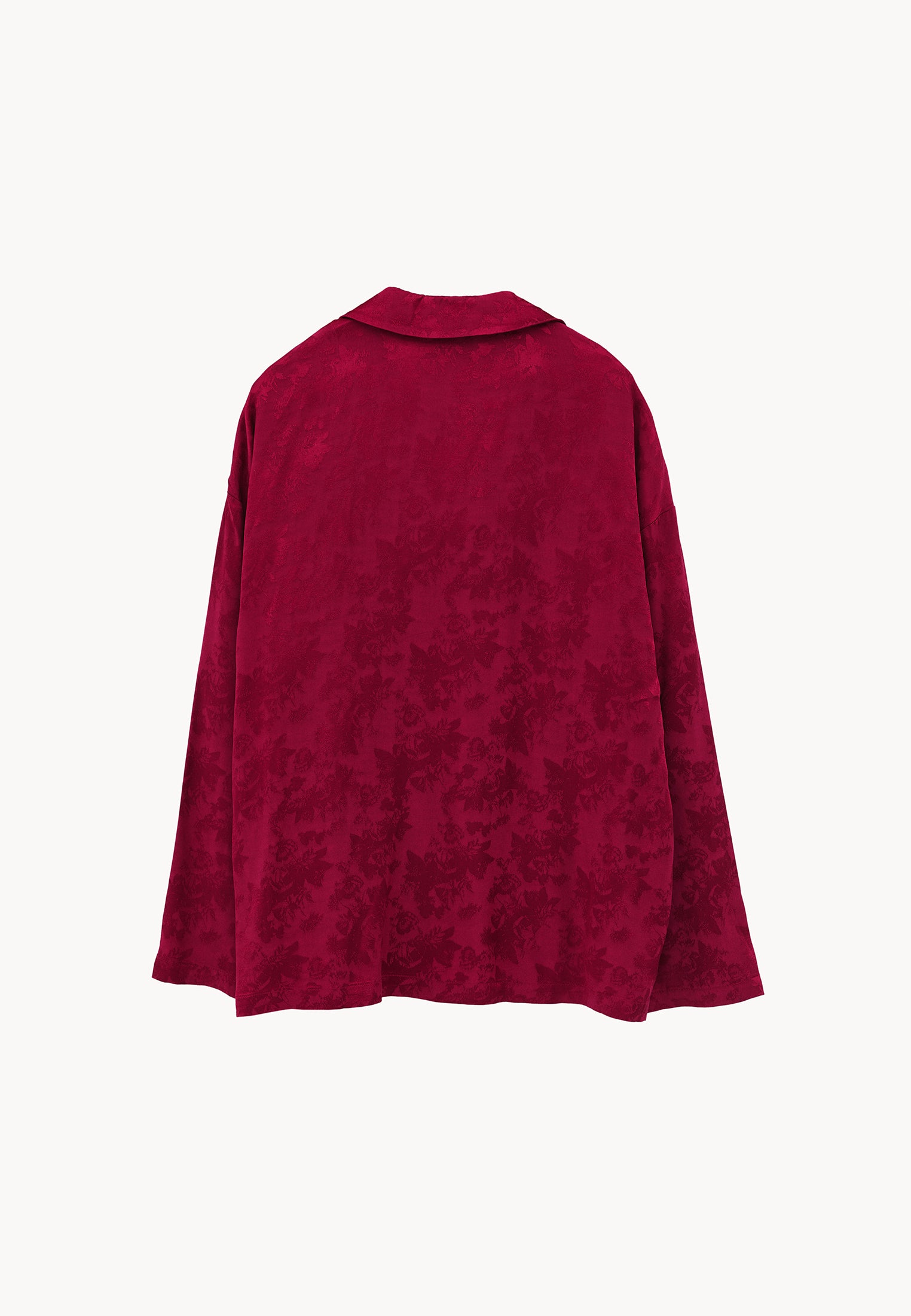 Long Sleeve Oversize Shirt With Button Details - RUMBA RED