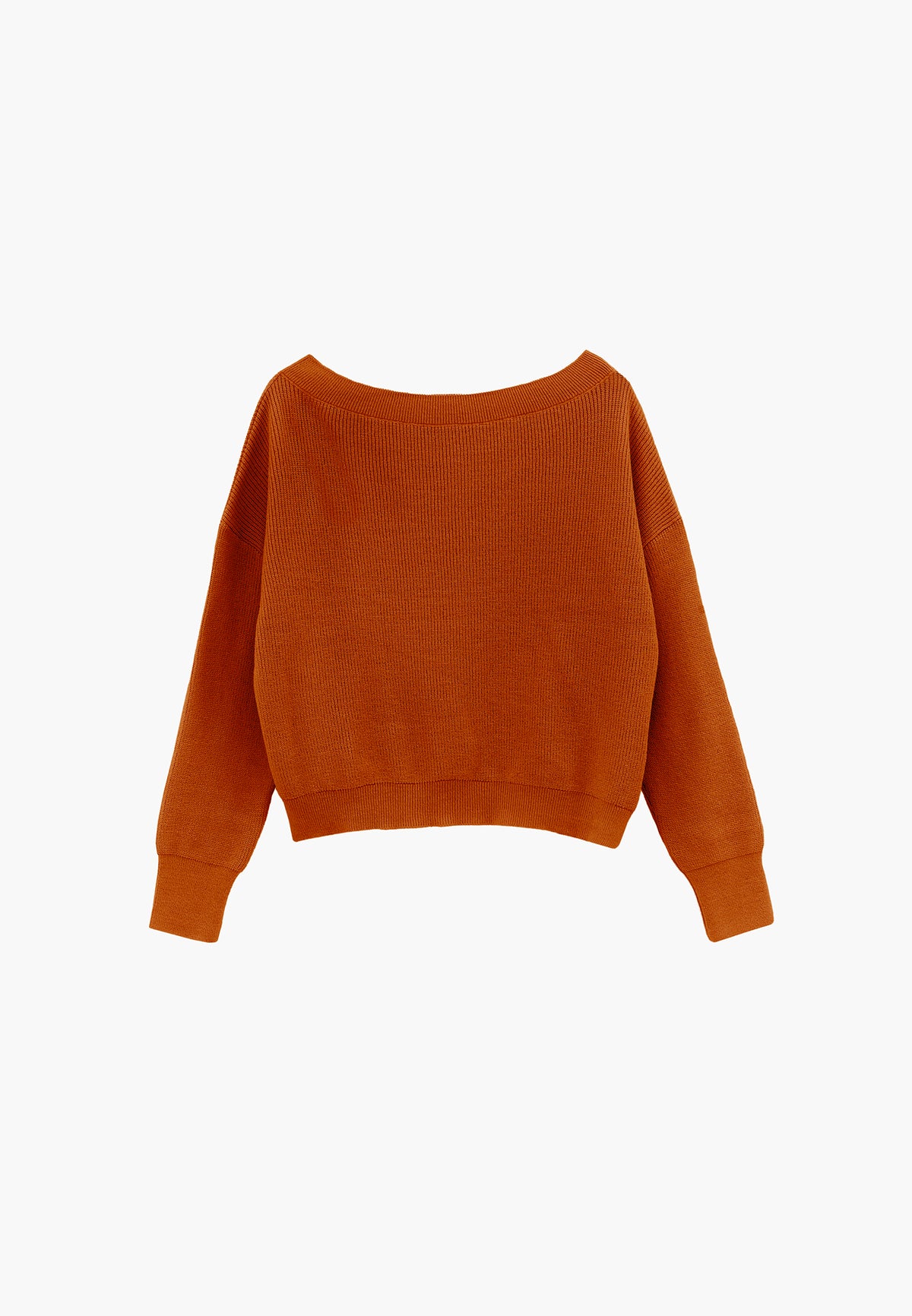 Boat Neck Loose Sweater - RUST