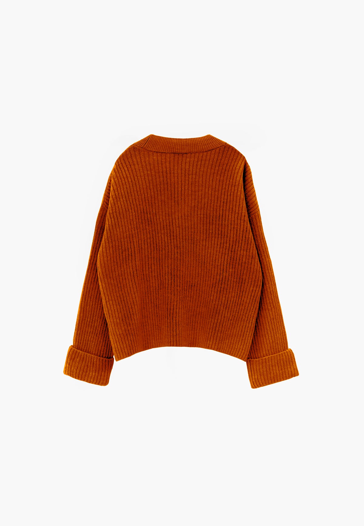Loose V-Neck Sweater - Orange