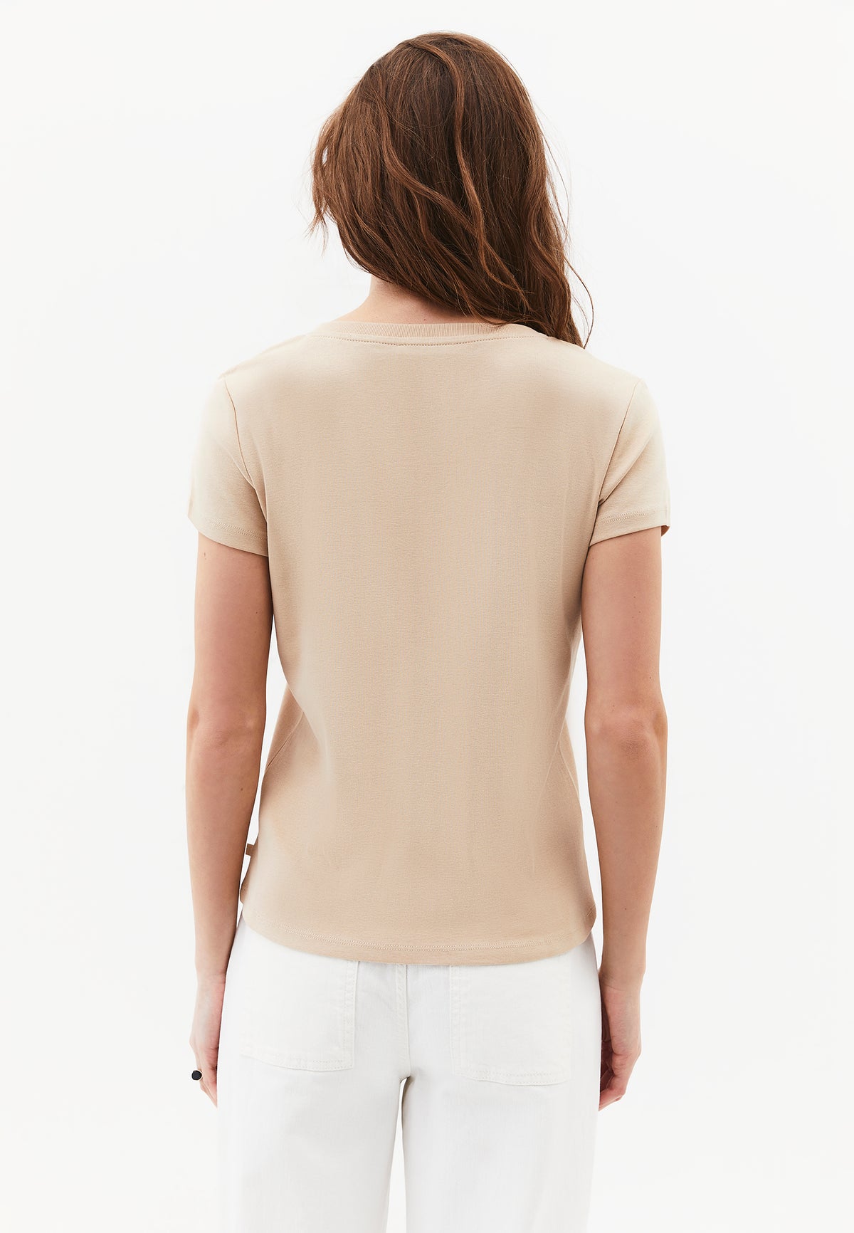 V Neck Short Sleeve Slim T-Shirt - SAFARI