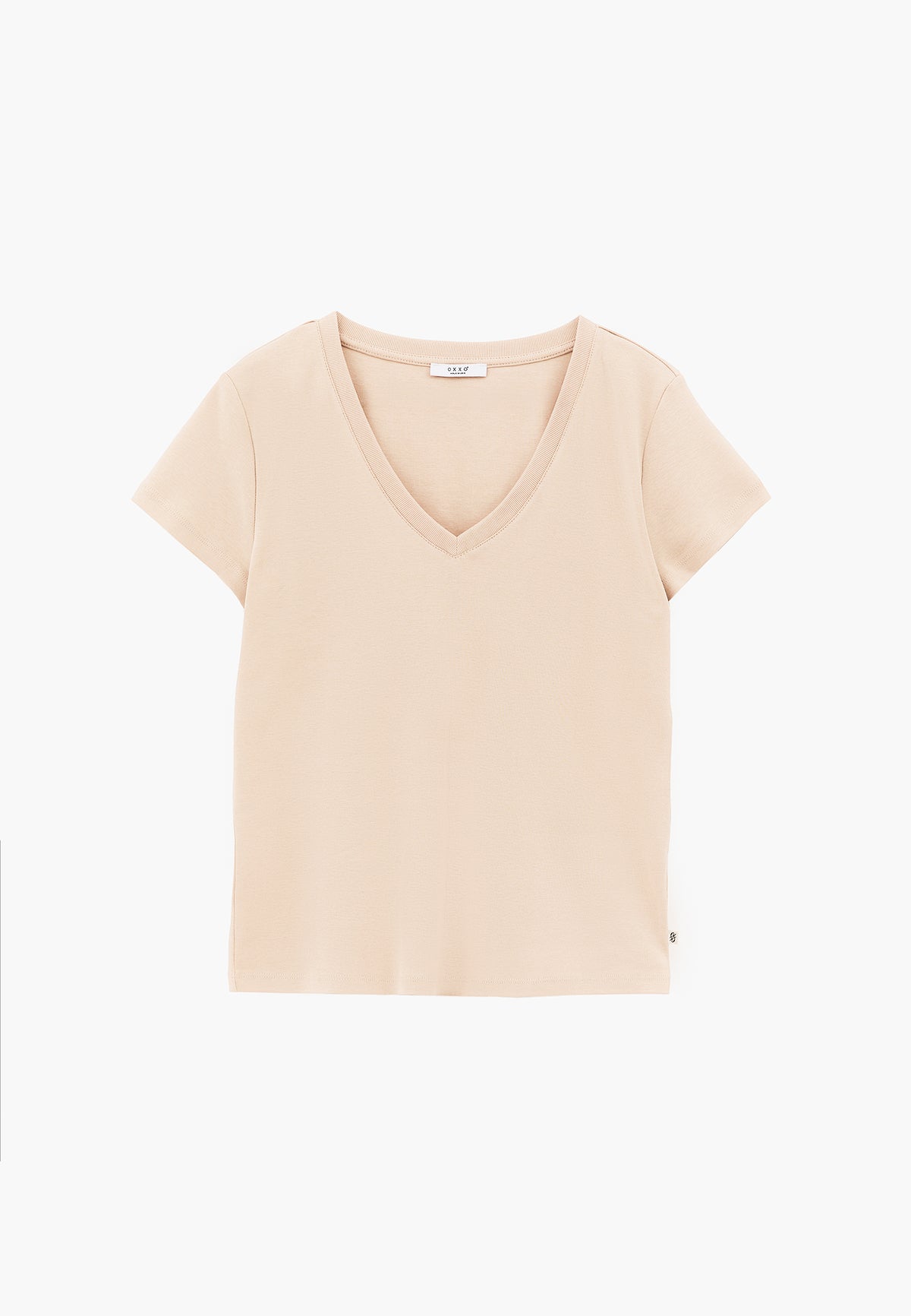 V Neck Short Sleeve Slim T-Shirt - SAFARI