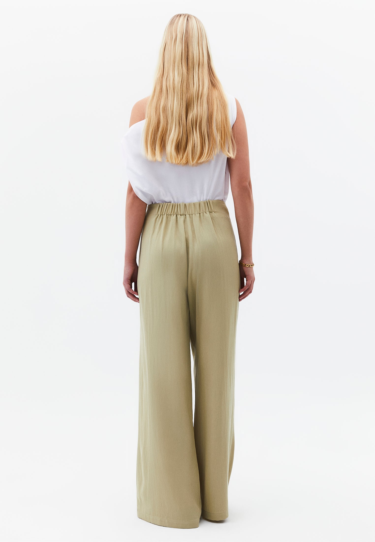 Ultra High Waist Wide Leg Pleated Pants - SAGE GREEN