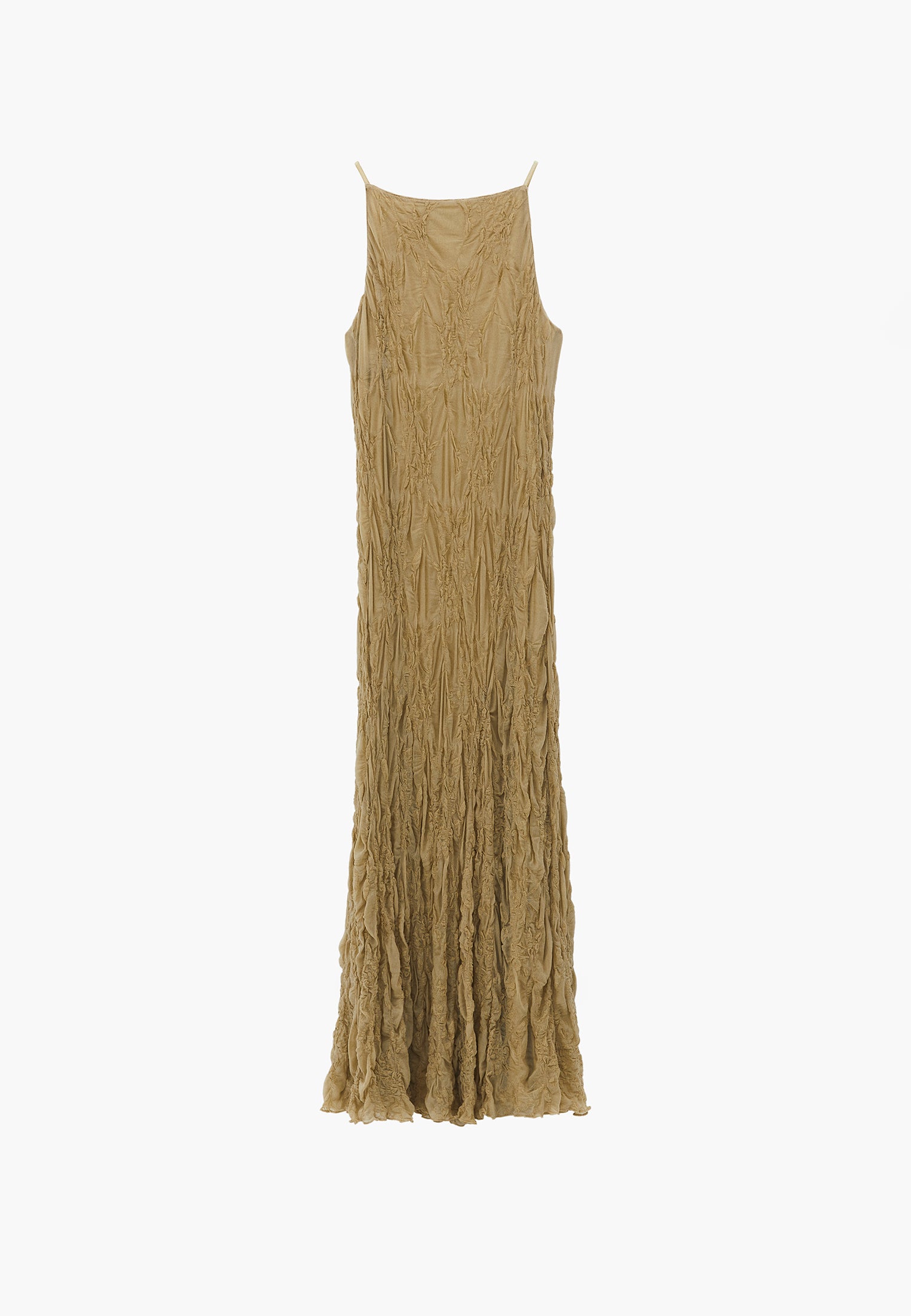 Sleeveless Long Dress With Crew Neck - SAGE GREEN