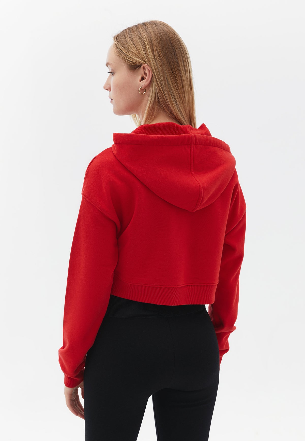 Cut-Out Detailed Crop Sweatshirt - Red