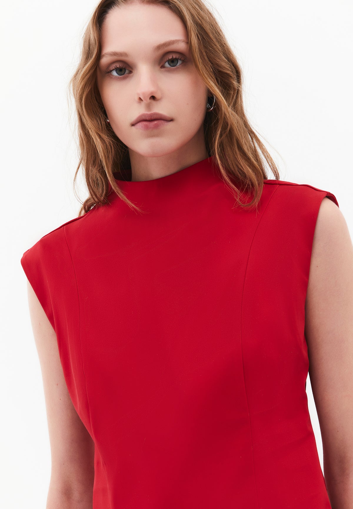 High Neck Sleeveless Buttoned Blouse - SAMBA
