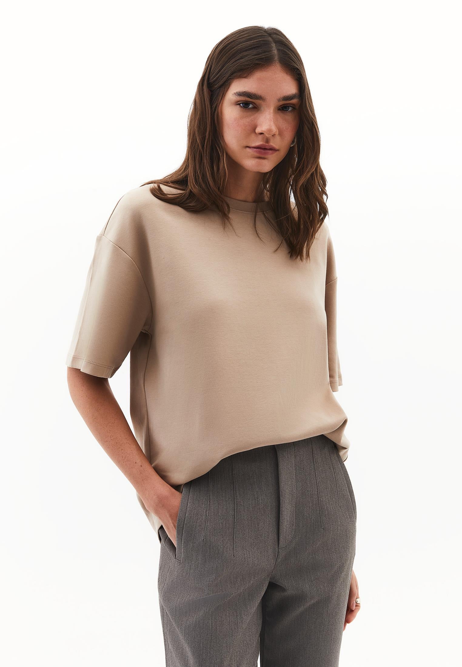 Oversize Cotton T-Shirt - SAVANNAH TAN