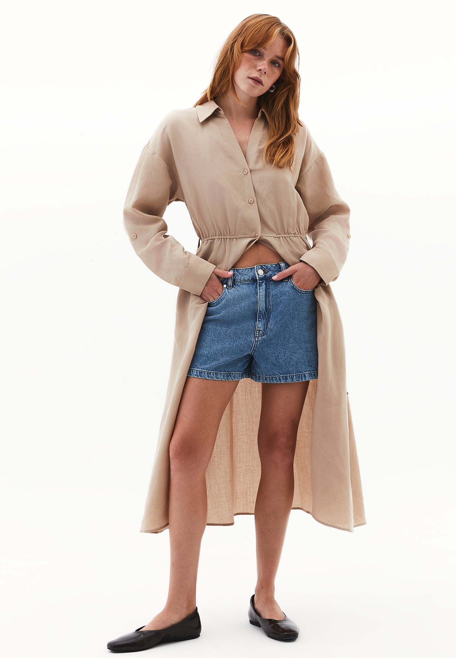 Belted long dress - SAVANNAH TAN