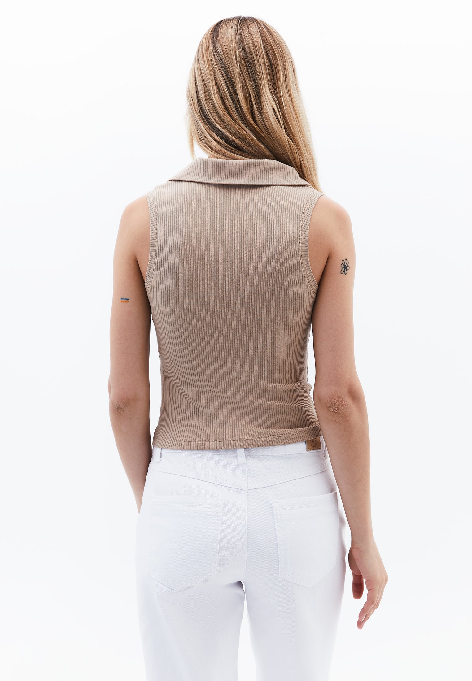 Polo Neck Tank Top - SAVANNAH TAN
