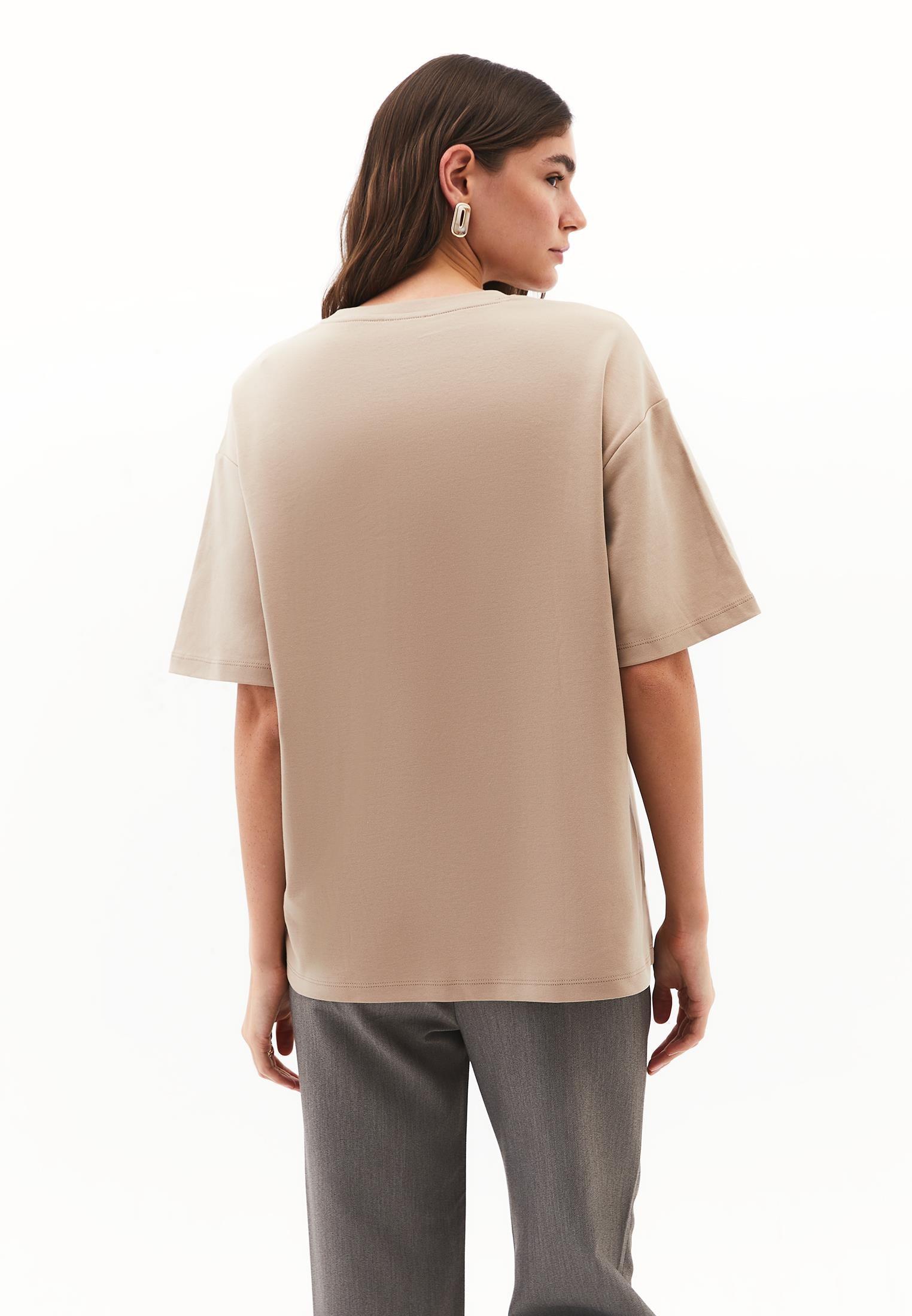 Oversize Cotton T-Shirt - SAVANNAH TAN