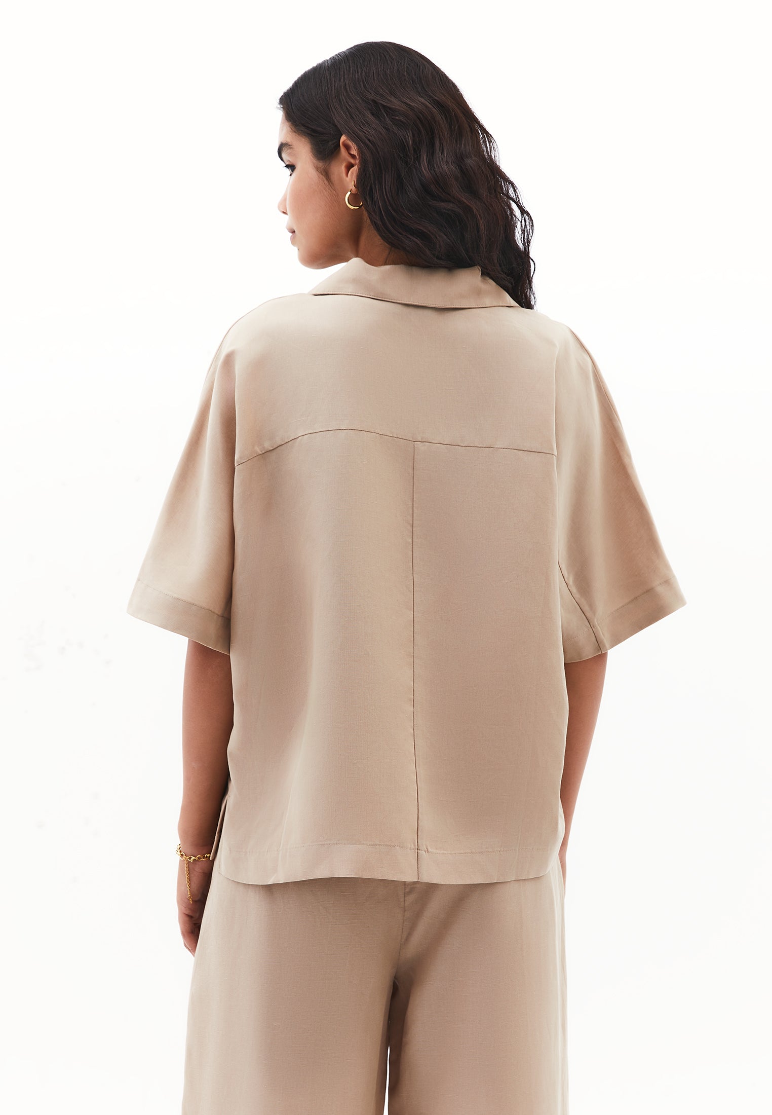 Polo neck oversize blouse - SAVANNAH TAN