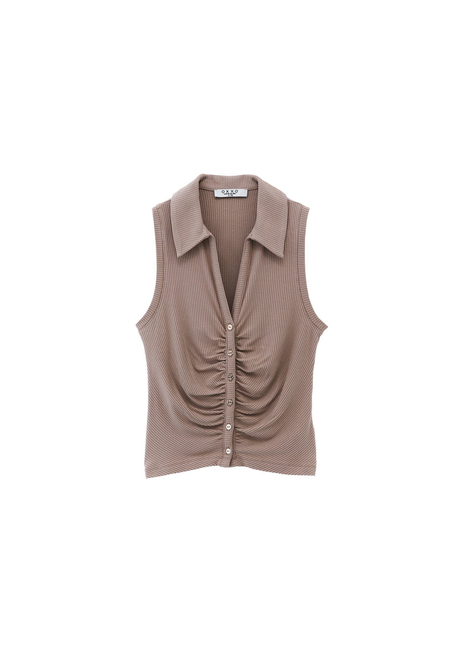 Polo Neck Tank Top - SAVANNAH TAN