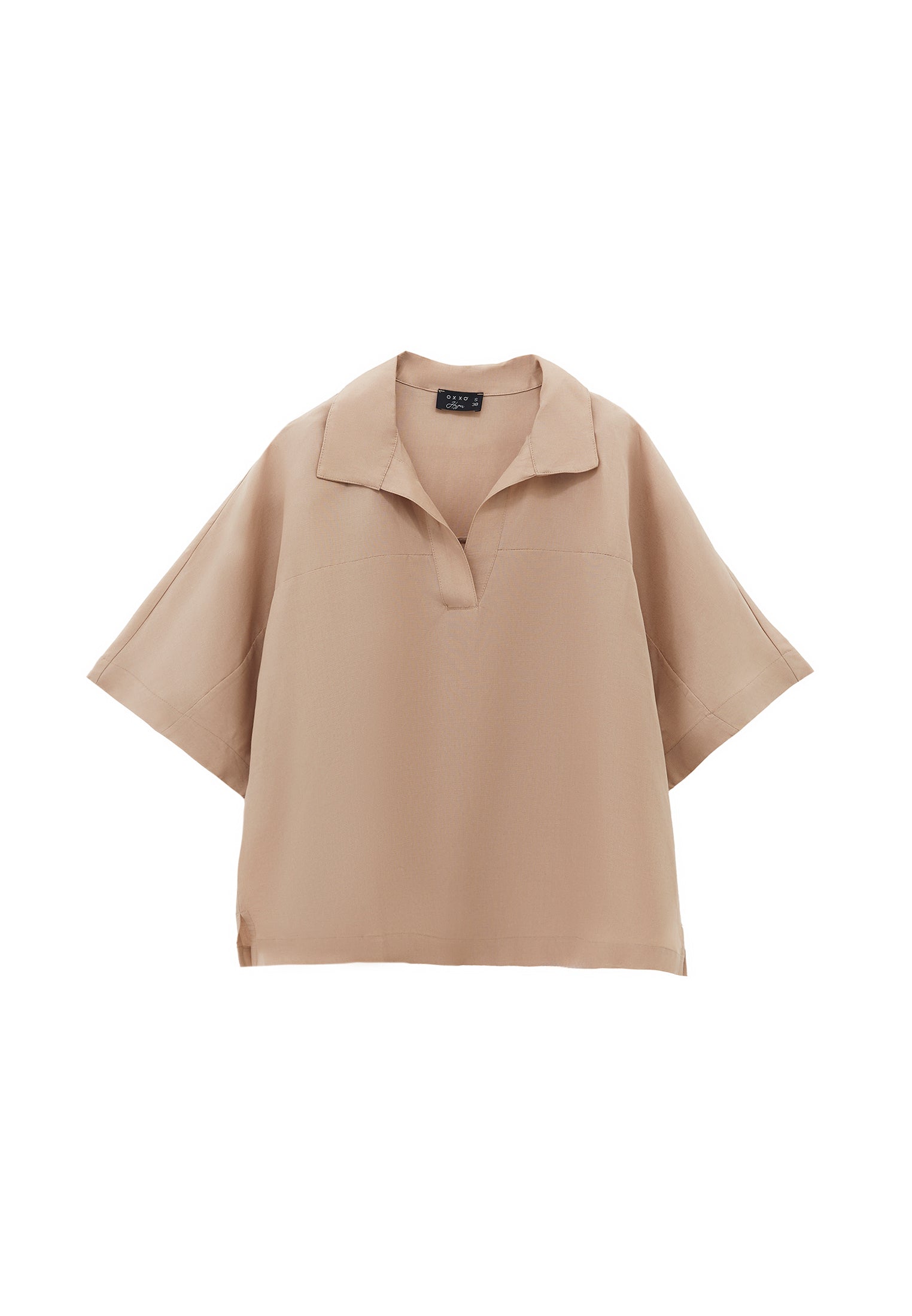Polo neck oversize blouse - SAVANNAH TAN