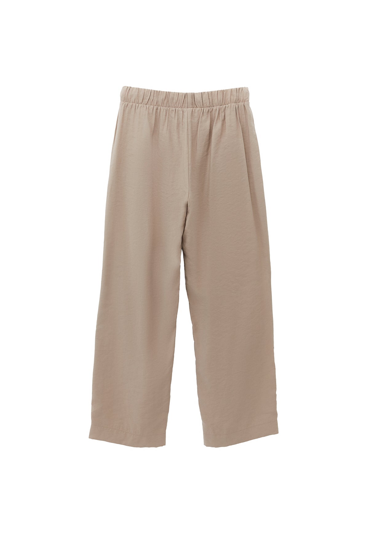 High Waist Elastic Pants - Beige
